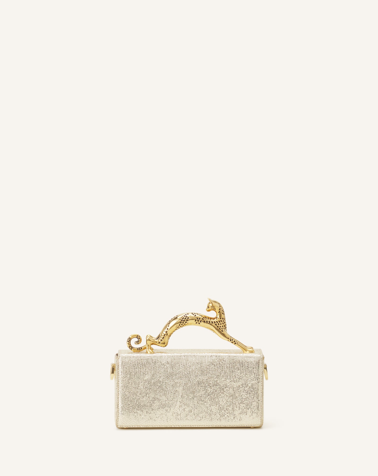 SILVER PENCIL CAT NANO BAG IN CRACKLED METALLIC LEATHER