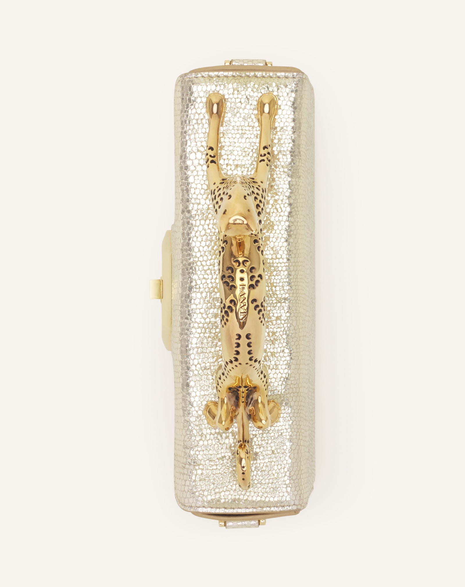 SILVER PENCIL CAT NANO BAG IN CRACKLED METALLIC LEATHER
