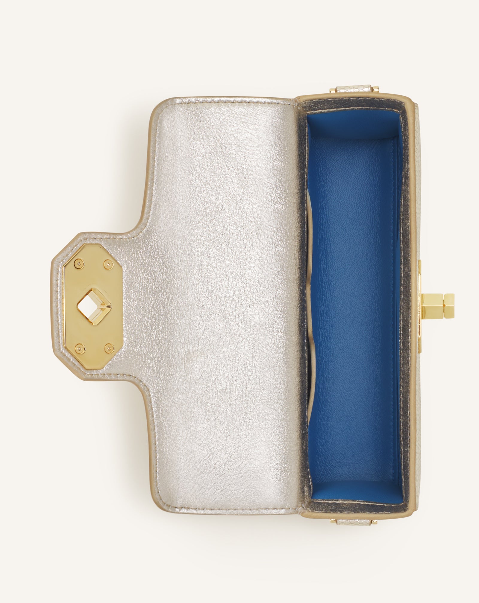 Silver Pencil Cat Nano Bag In Crackled Metallic Leather | Lanvin