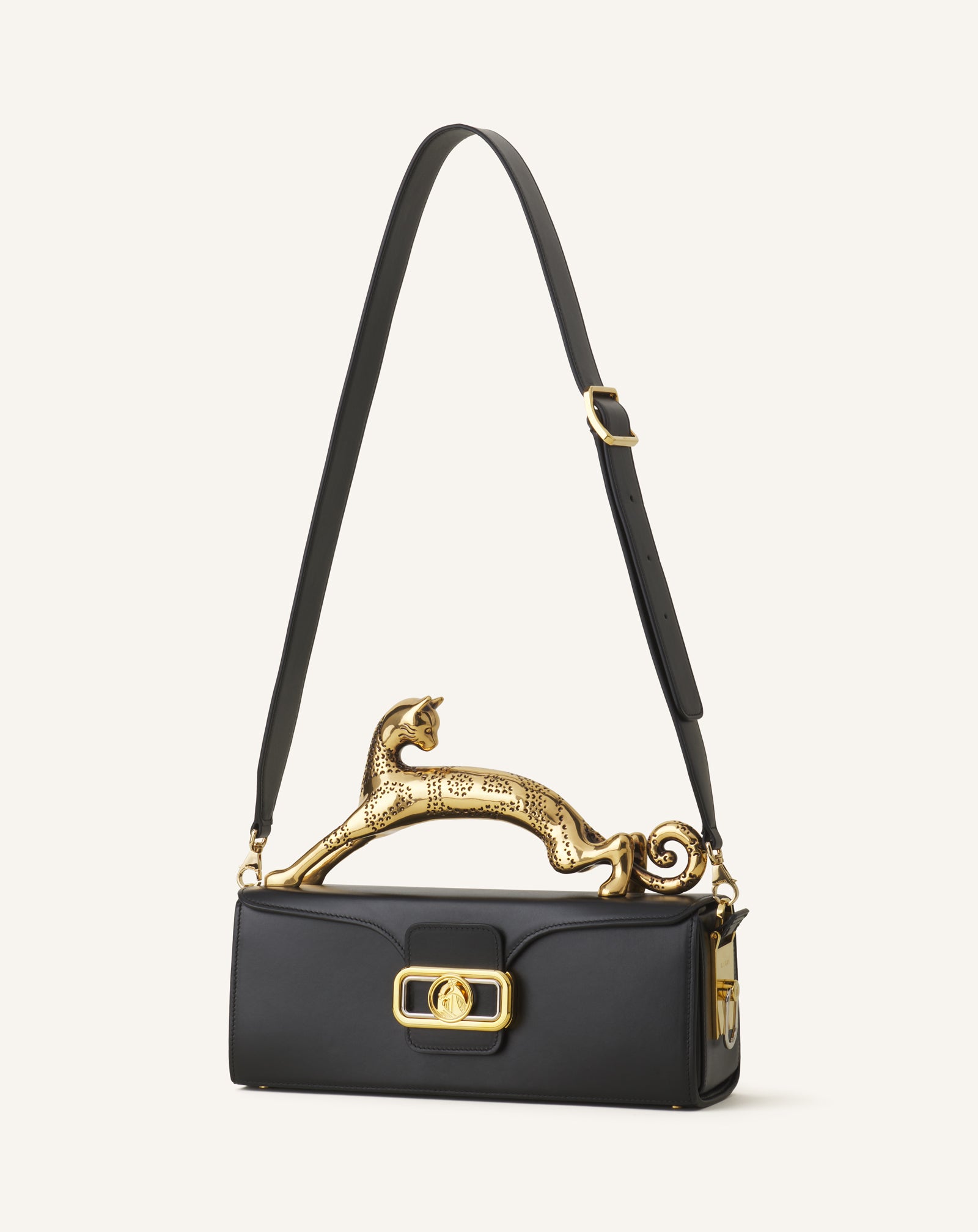 BLACK PENCIL CAT BAG IN LEATHER