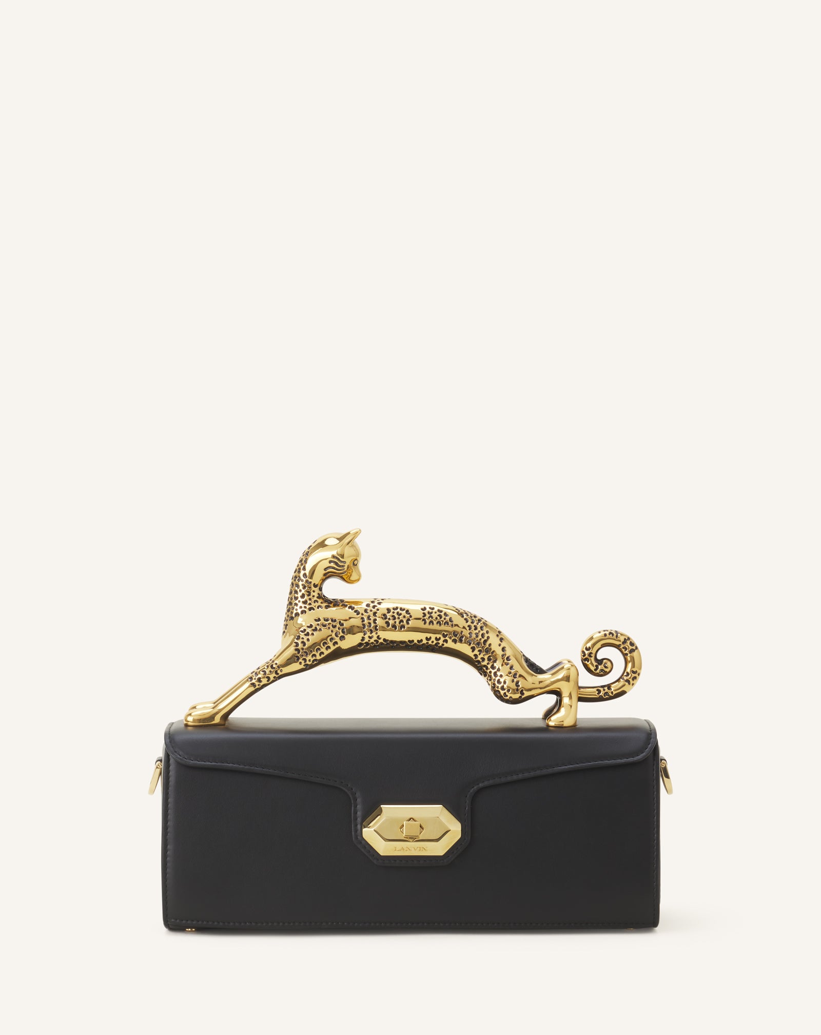 BLACK PENCIL CAT BAG IN LEATHER