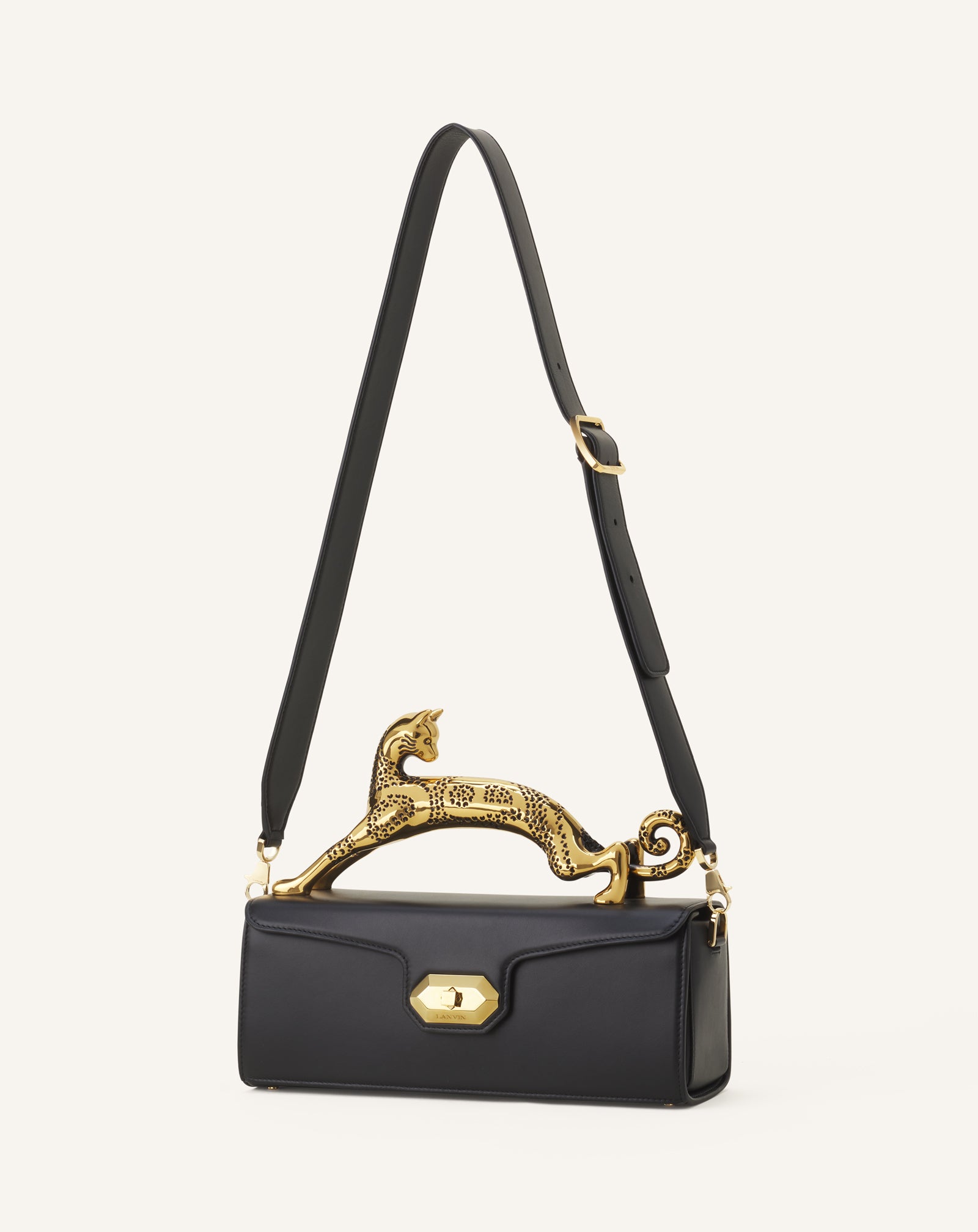 BLACK PENCIL CAT BAG IN LEATHER