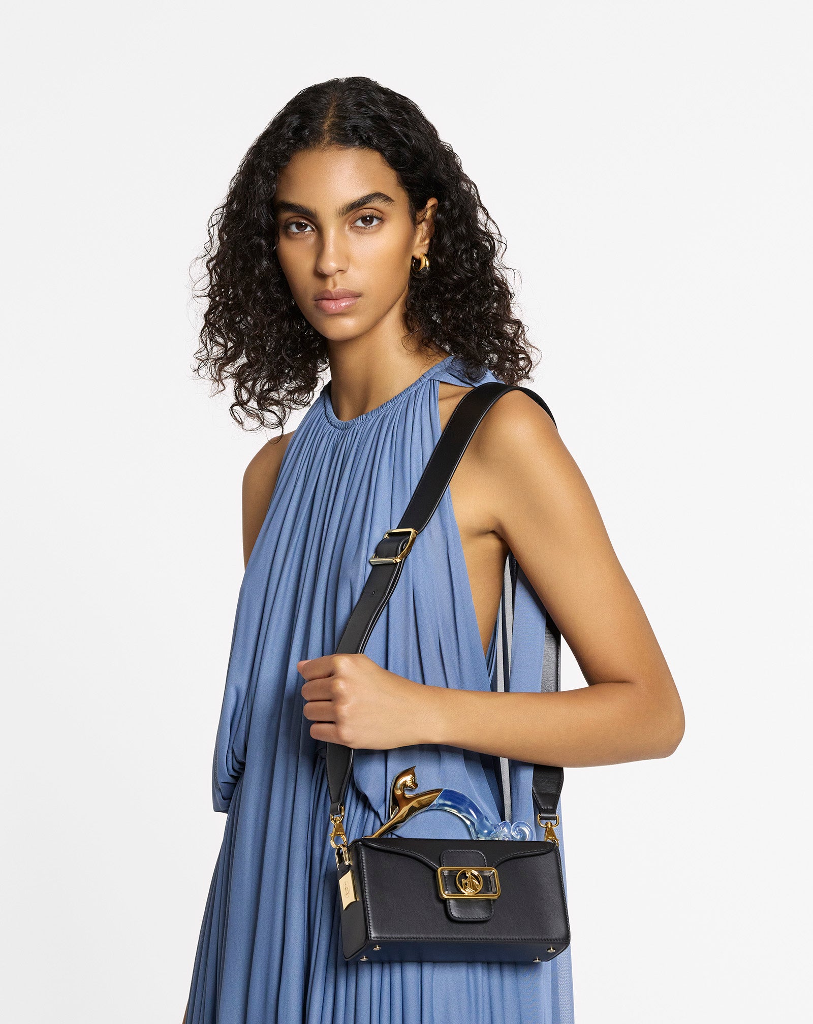 PENCIL CAT NANO LEATHER BAG WITH A BI-MATERIAL CAT