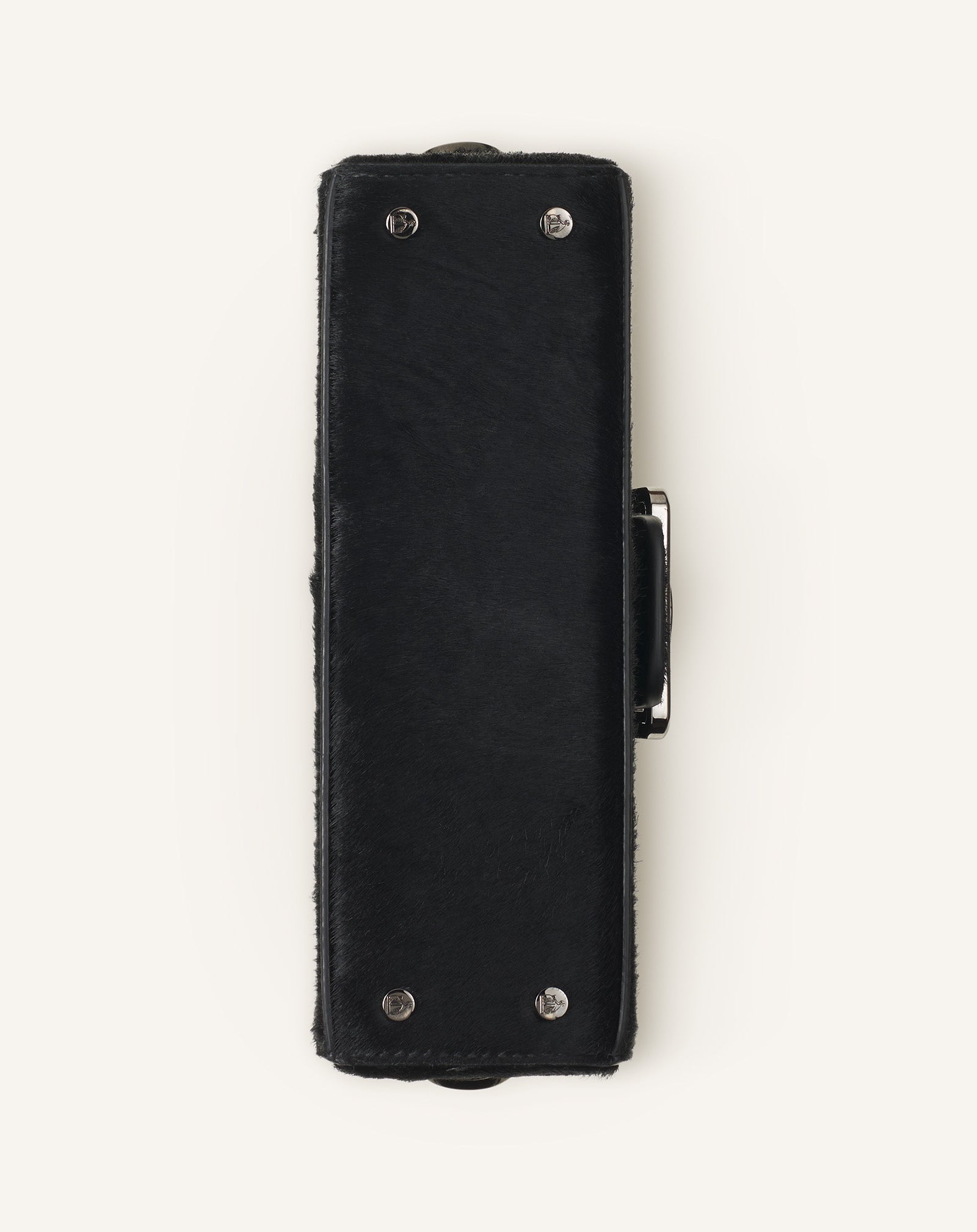 BLACK PENCIL CAT NANO BAG IN PONY EFFECT AND RHINESTONES