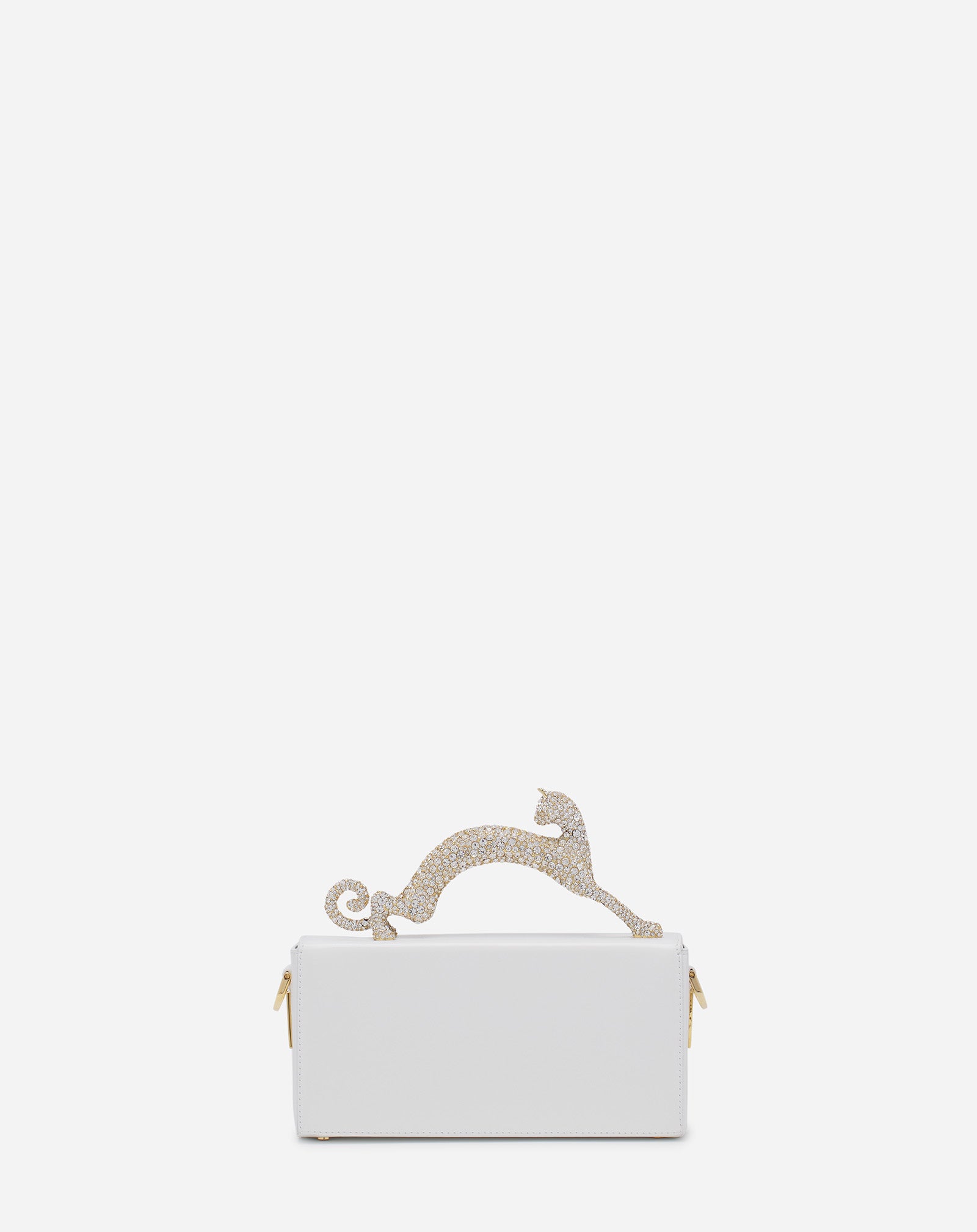PENCIL CAT BAG IN LEATHER AND RHINESTONES