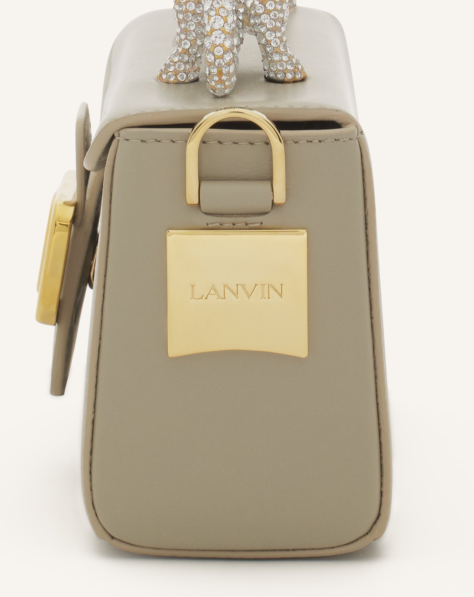 WHITE PENCIL CAT NANO BAG IN LEATHER AND RHINESTONES