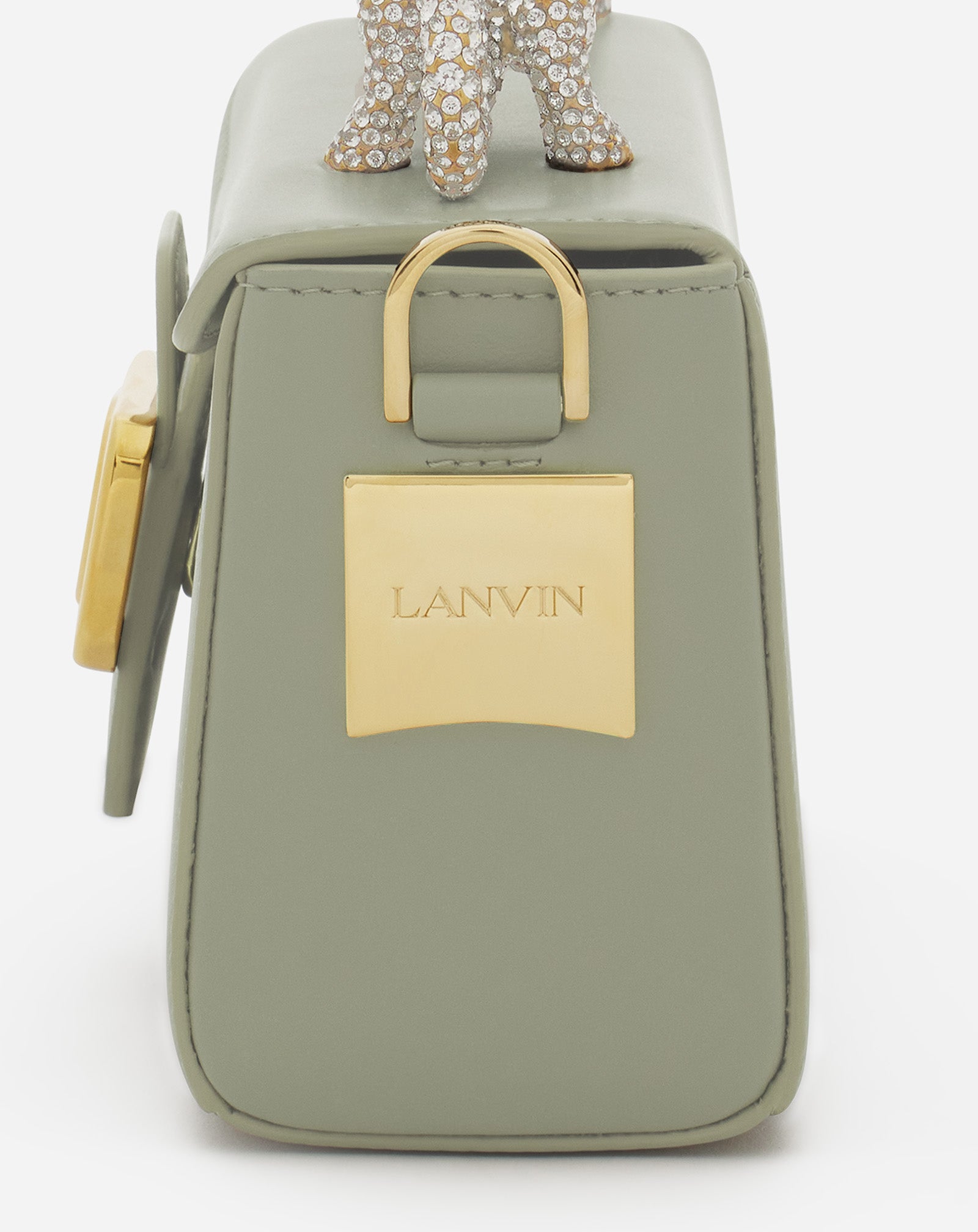 WHITE PENCIL CAT NANO BAG IN LEATHER AND RHINESTONES