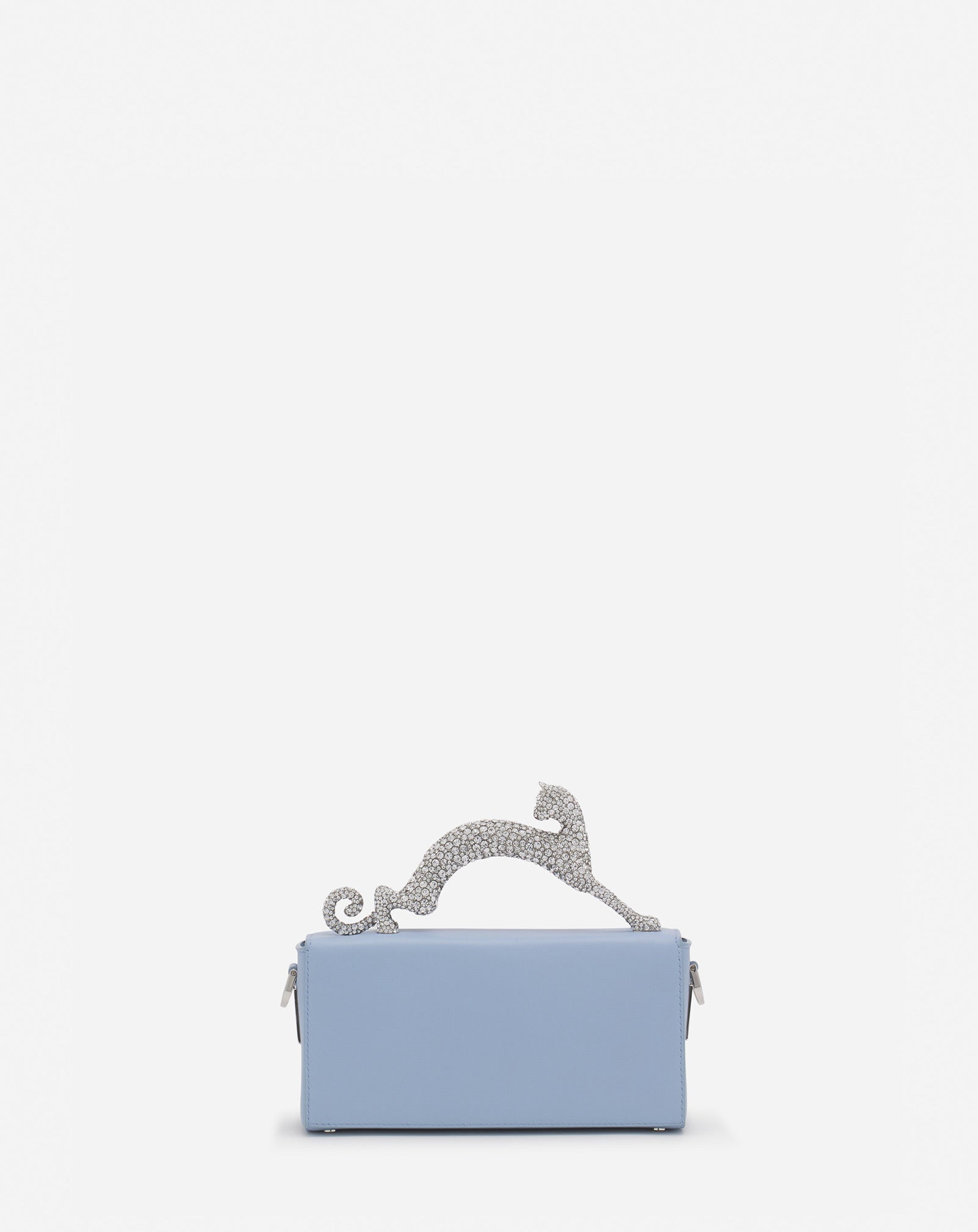 BLUE PENCIL CAT NANO BAG IN LEATHER AND RHINESTONES