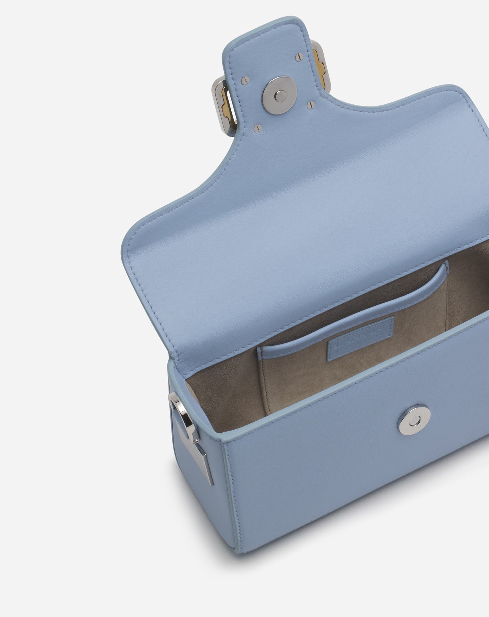 BLUE NANO PENCIL CAT BAG IN LEATHER AND RHINESTONE