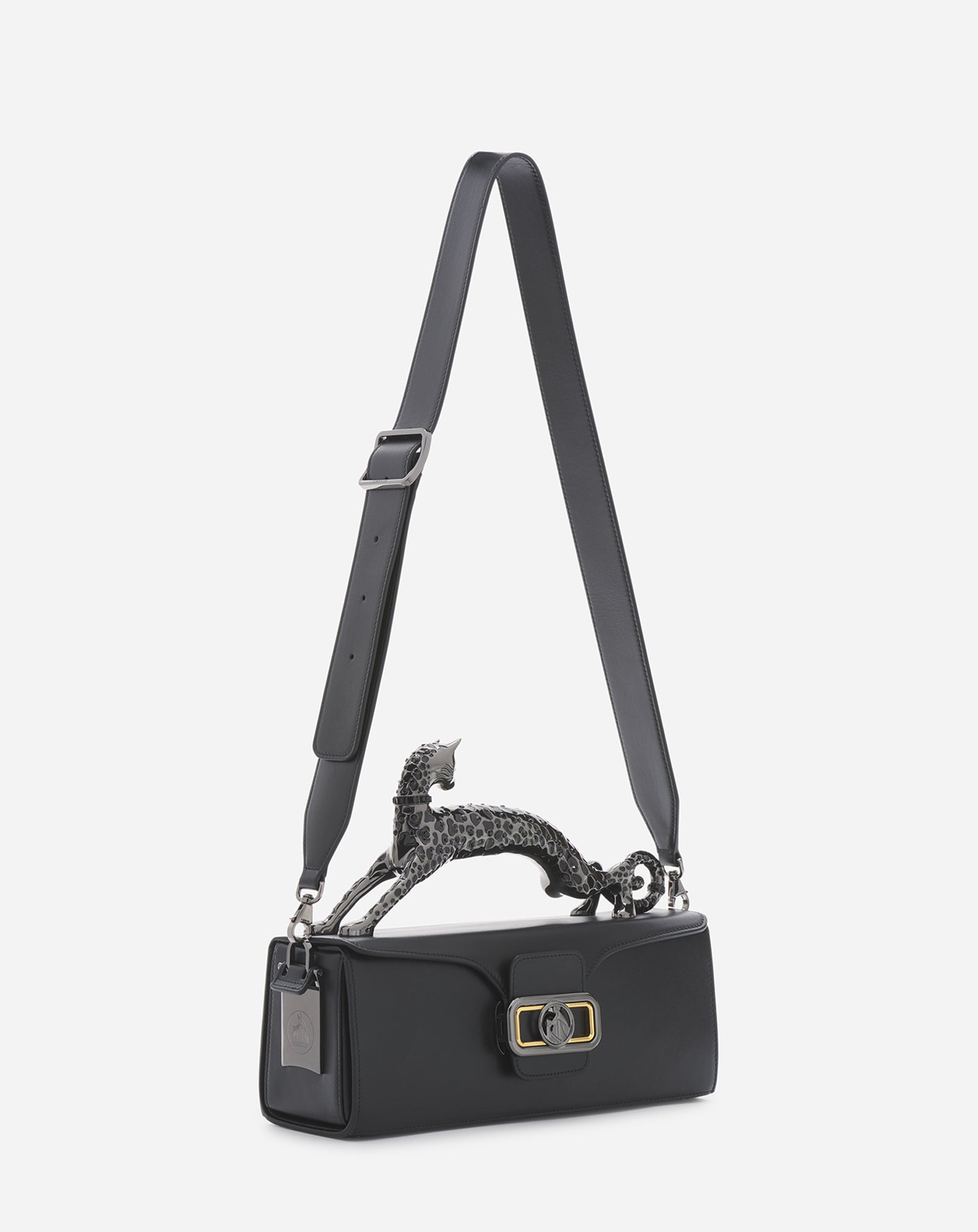 BLACK PENCIL CAT BAG IN LEATHER