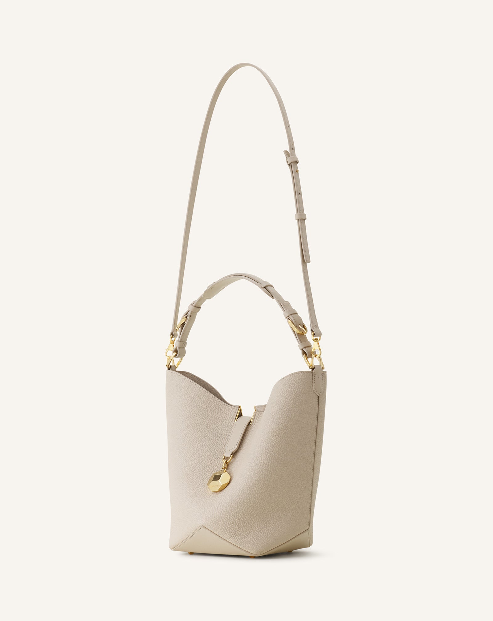 WHITE CATCH BY LANVIN BUCKET BAG IN GRAINED LEATHER