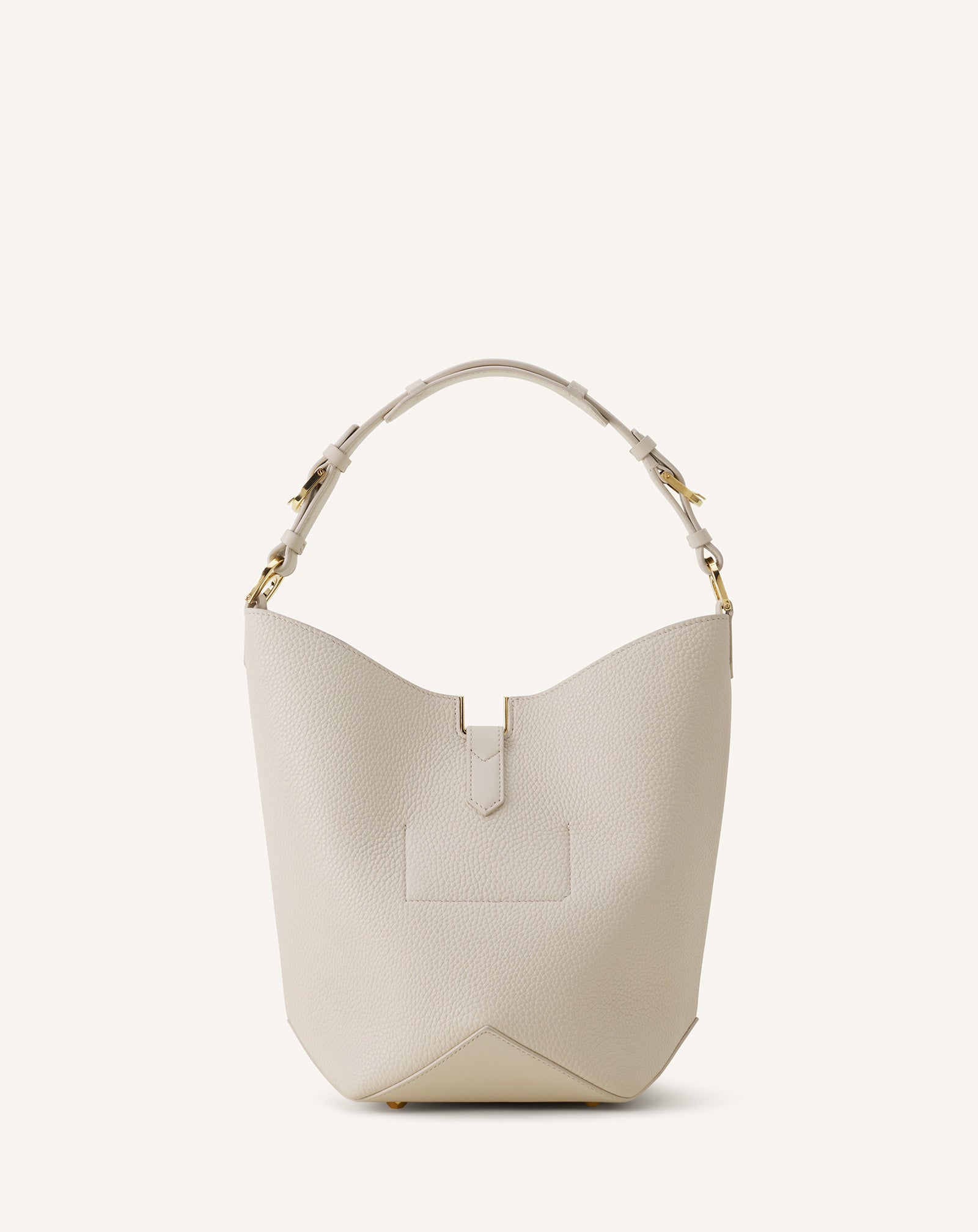 WHITE CATCH BY LANVIN BUCKET BAG IN GRAINED LEATHER