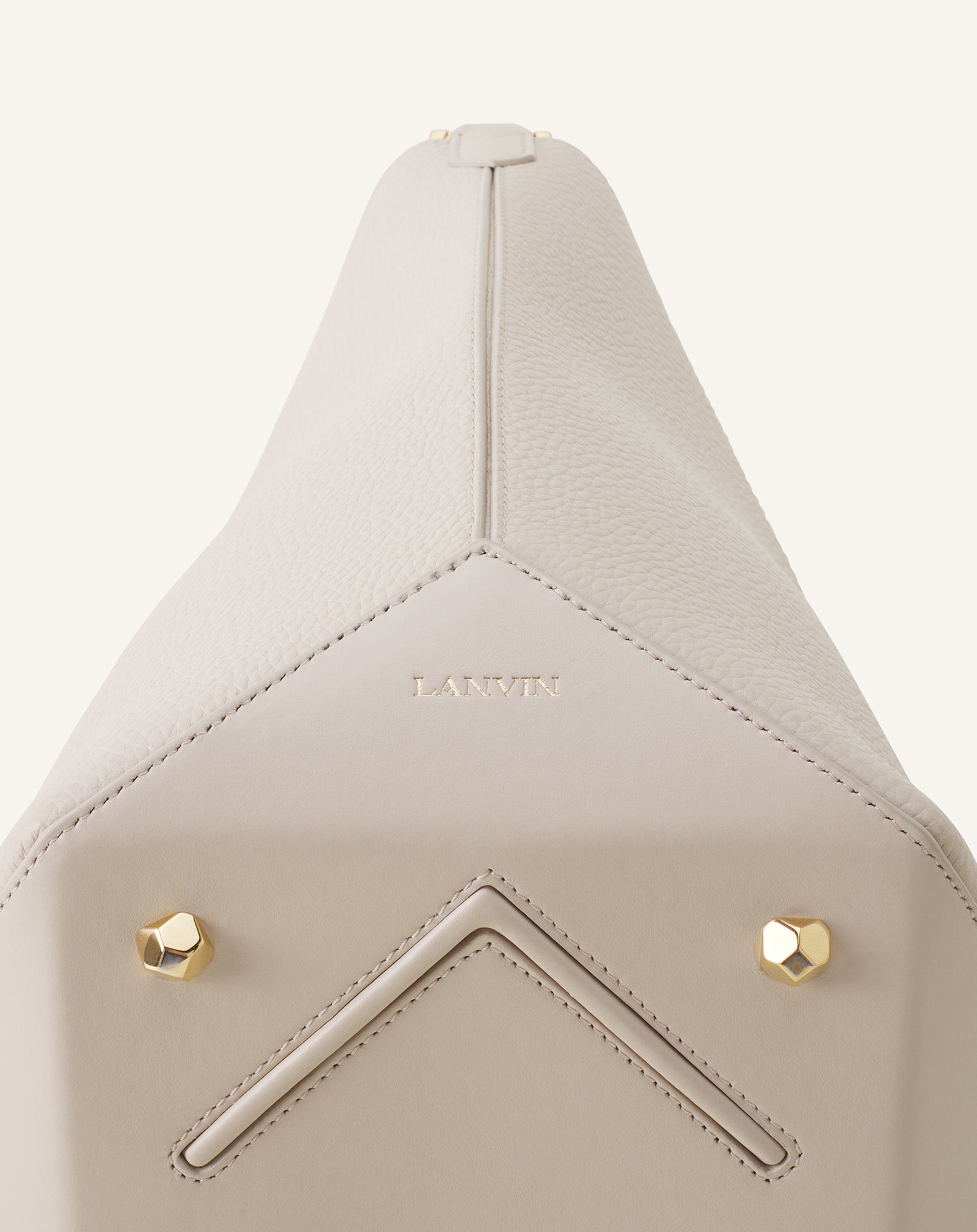 WHITE CATCH BY LANVIN BUCKET BAG IN GRAINED LEATHER