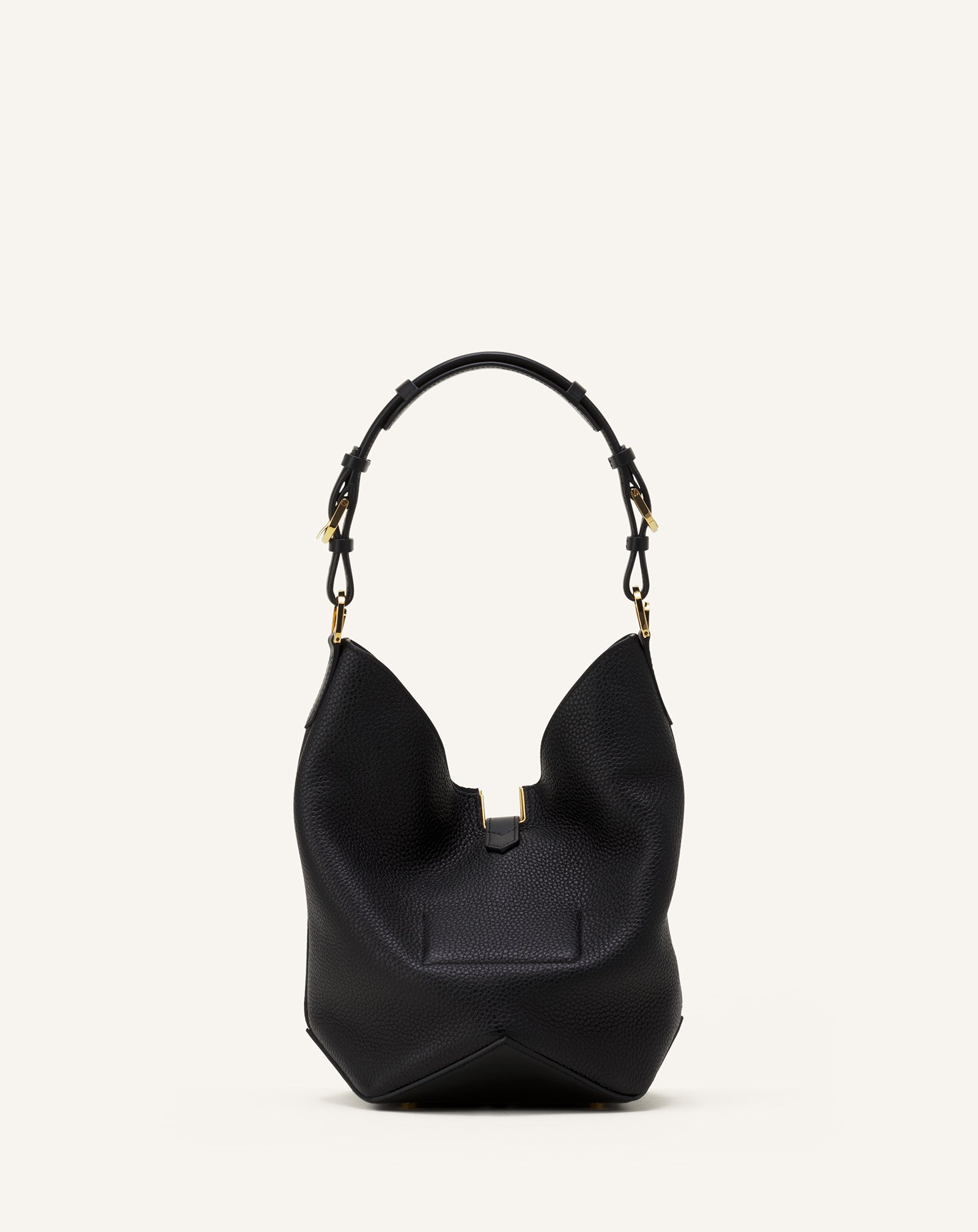 BLACK CATCH BY LANVIN MEDIUM BUCKET BAG IN GRAINED LEATHER