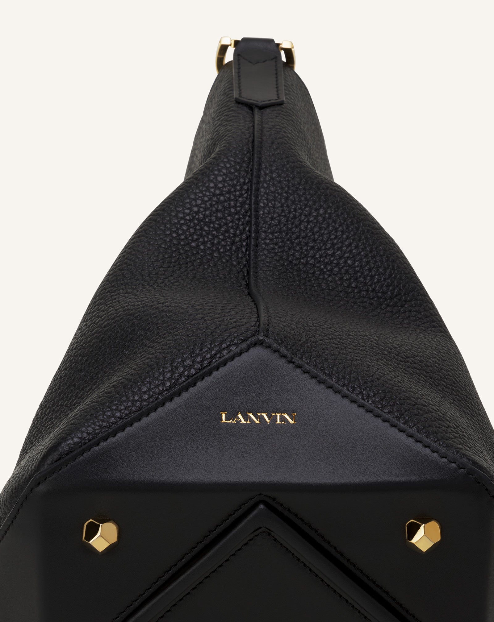BLACK CATCH BY LANVIN BUCKET BAG IN GRAINED LEATHER