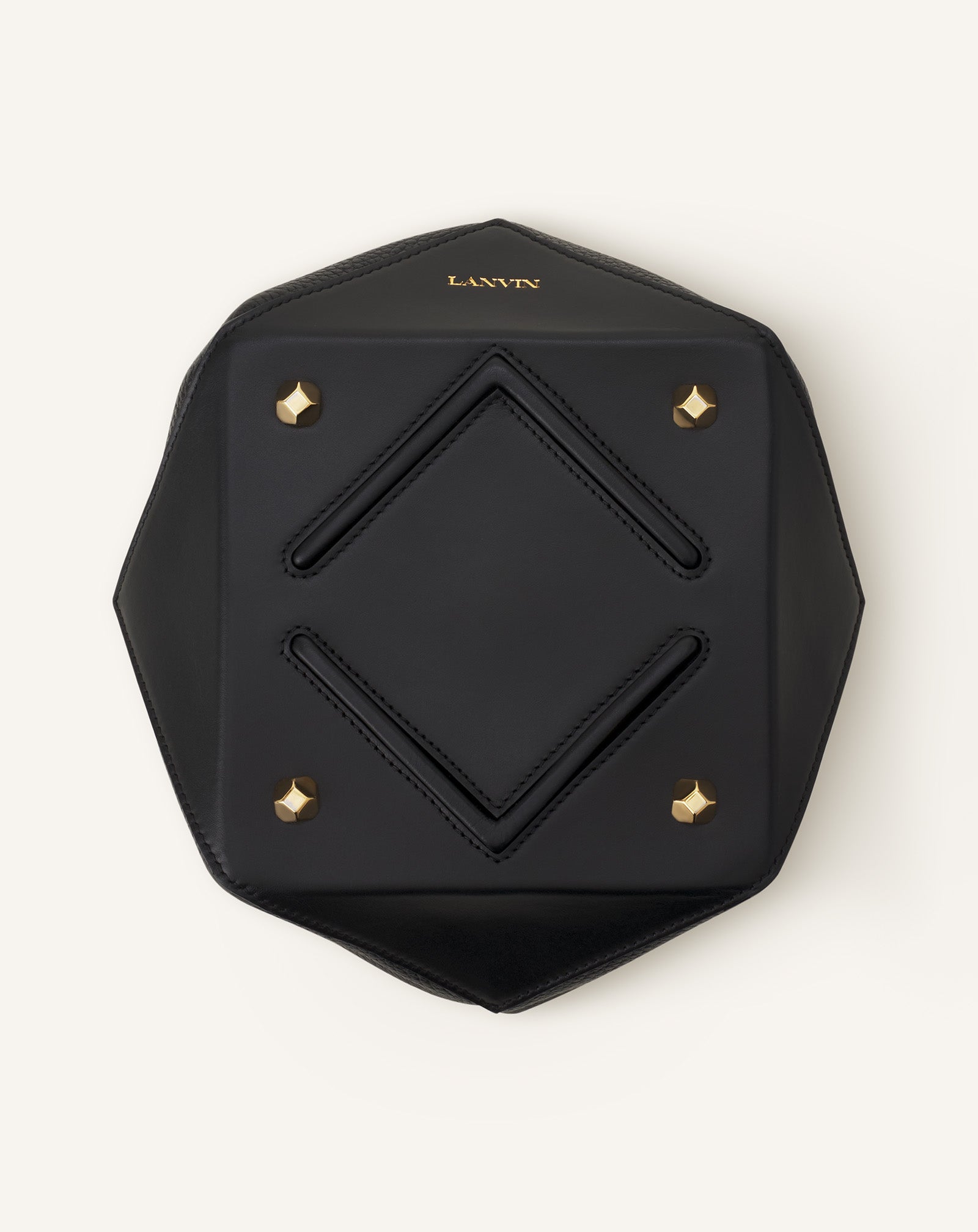 BLACK CATCH BY LANVIN BUCKET BAG IN GRAINED LEATHER