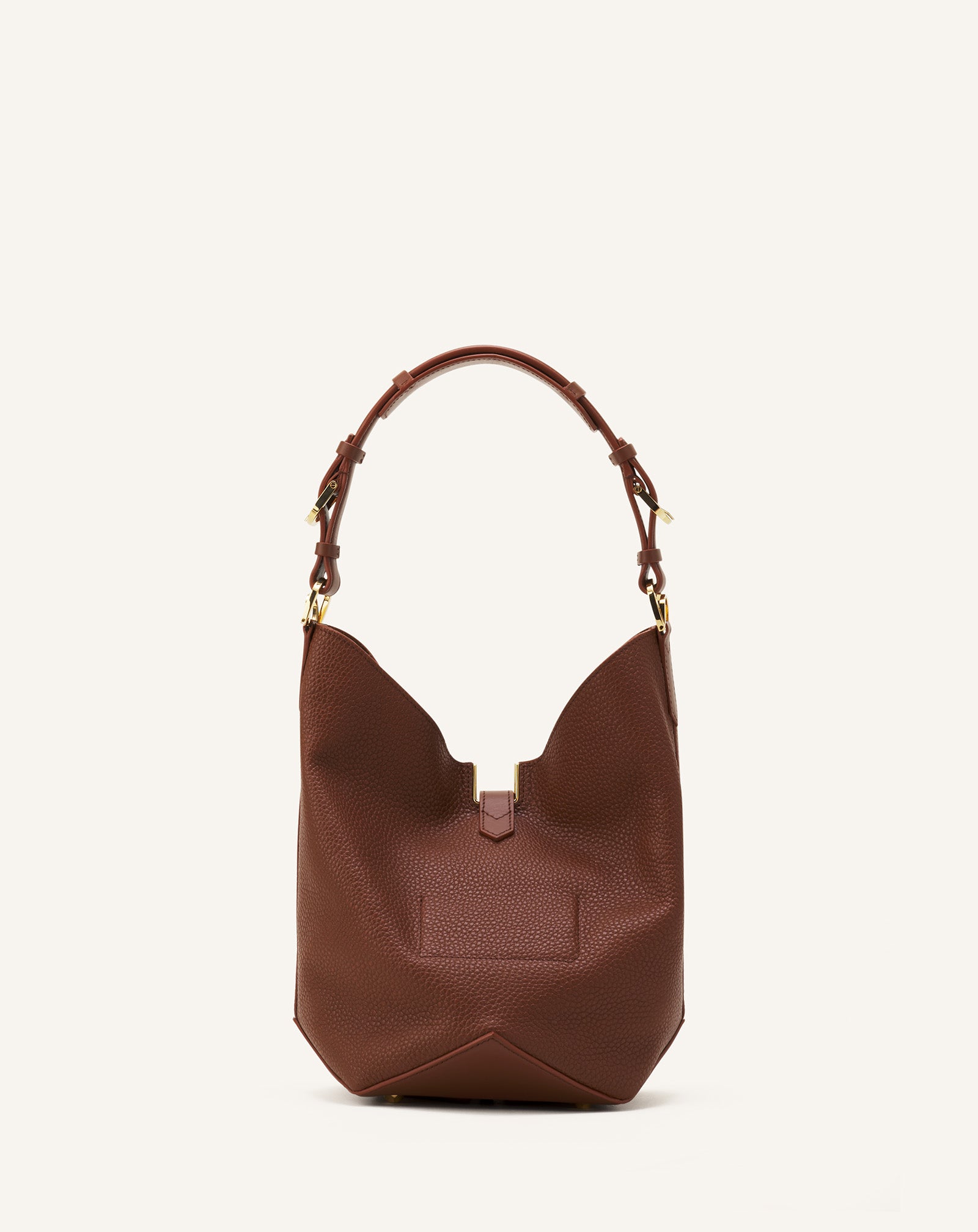BROWN CATCH BY LANVIN BUCKET BAG IN GRAINED LEATHER