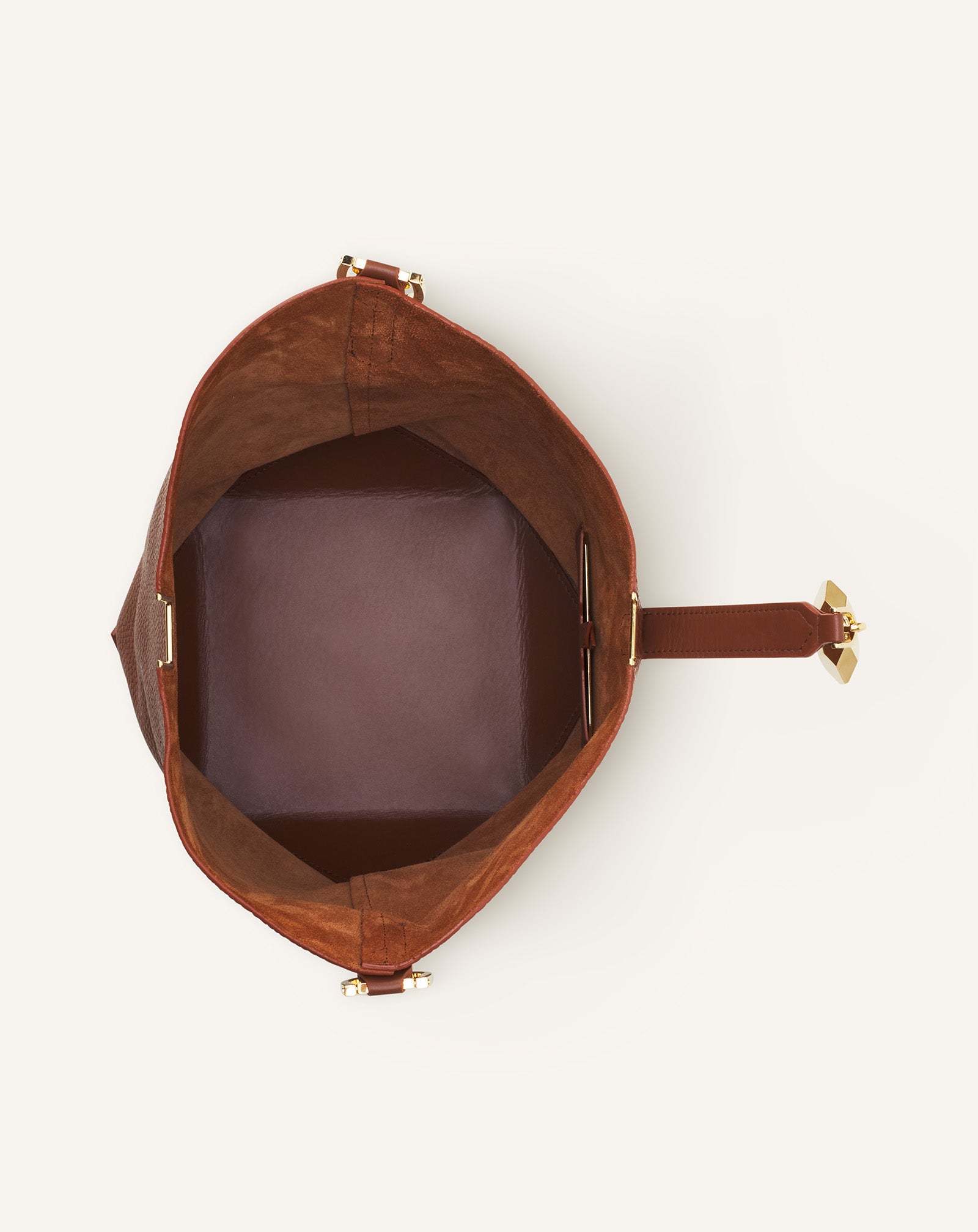 BROWN CATCH BY LANVIN BUCKET BAG IN GRAINED LEATHER