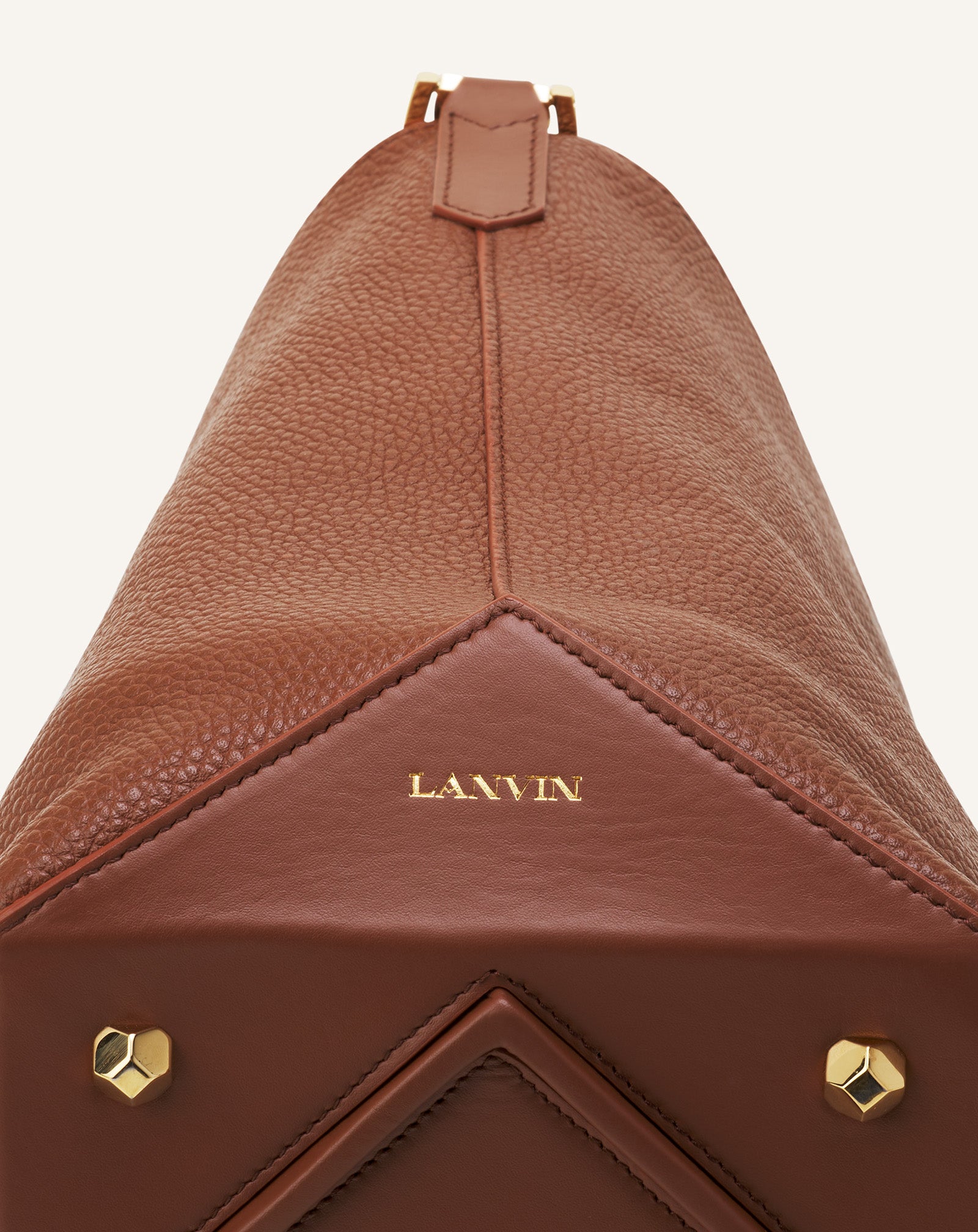 BROWN CATCH BY LANVIN BUCKET BAG IN GRAINED LEATHER