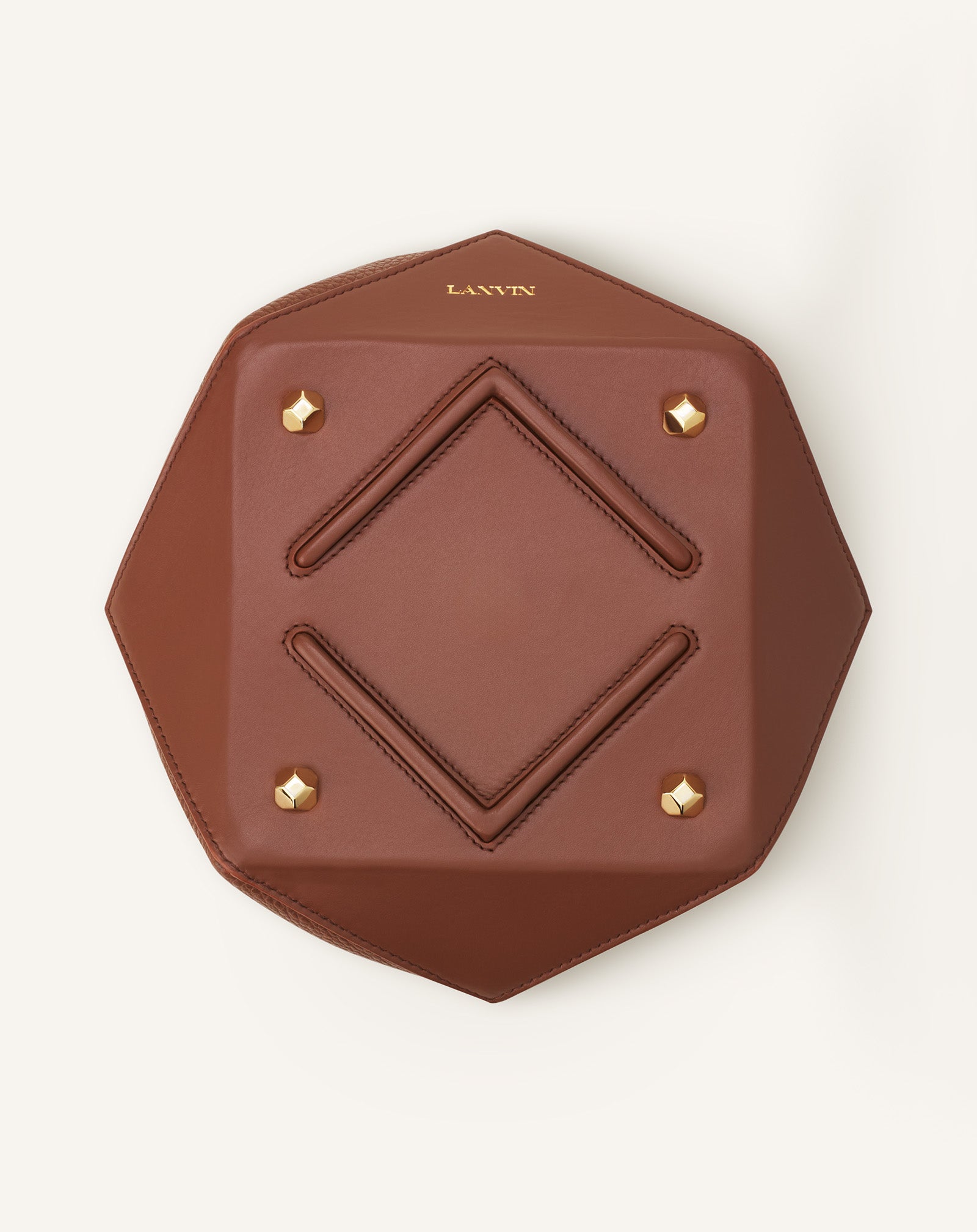 BROWN CATCH BY LANVIN MEDIUM BUCKET BAG IN GRAINED LEATHER