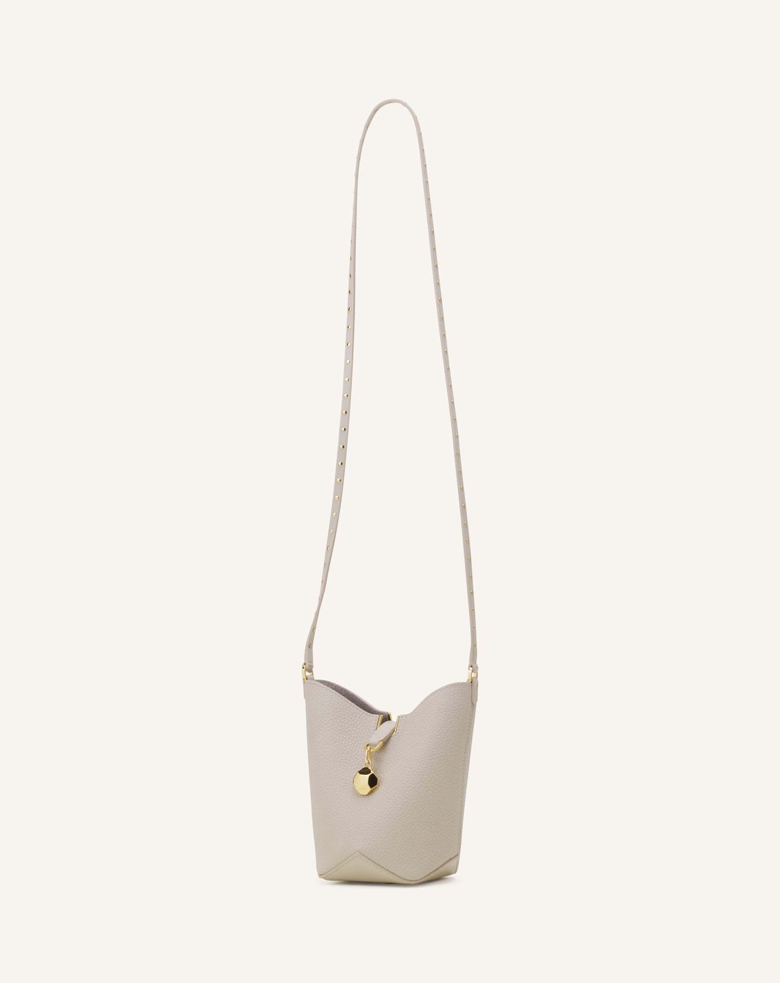 WHITE CATCH BY LANVIN NANO BUCKET BAG IN LEATHER