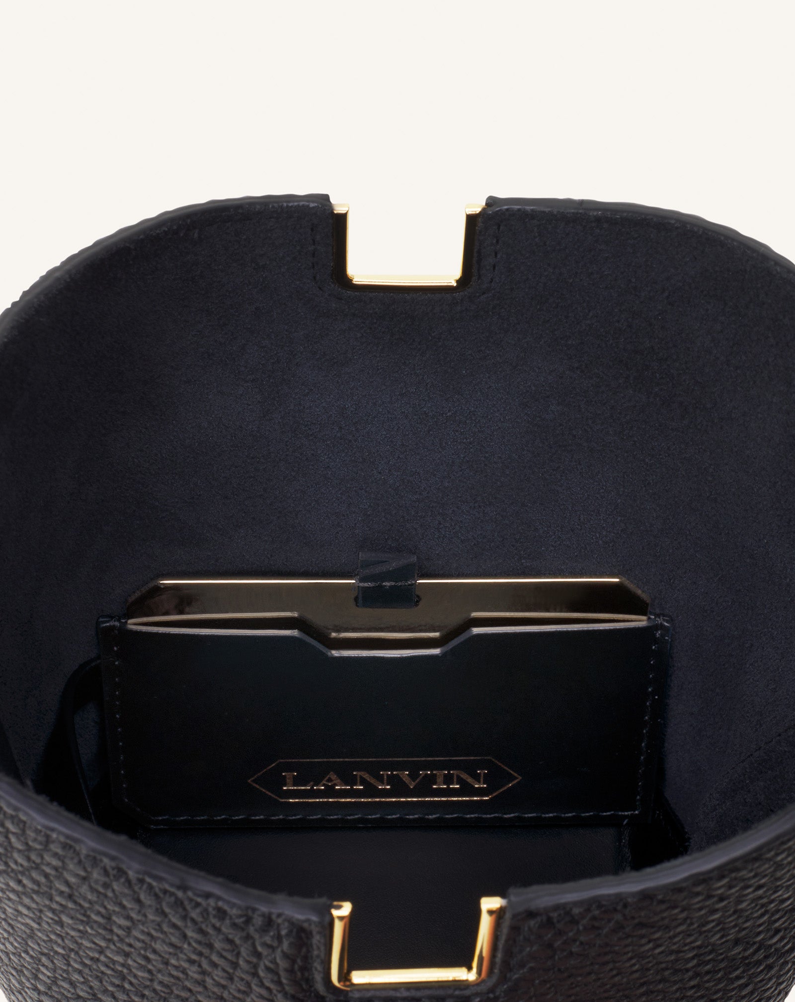 BLACK CATCH BY LANVIN NANO BUCKET BAG IN LEATHER