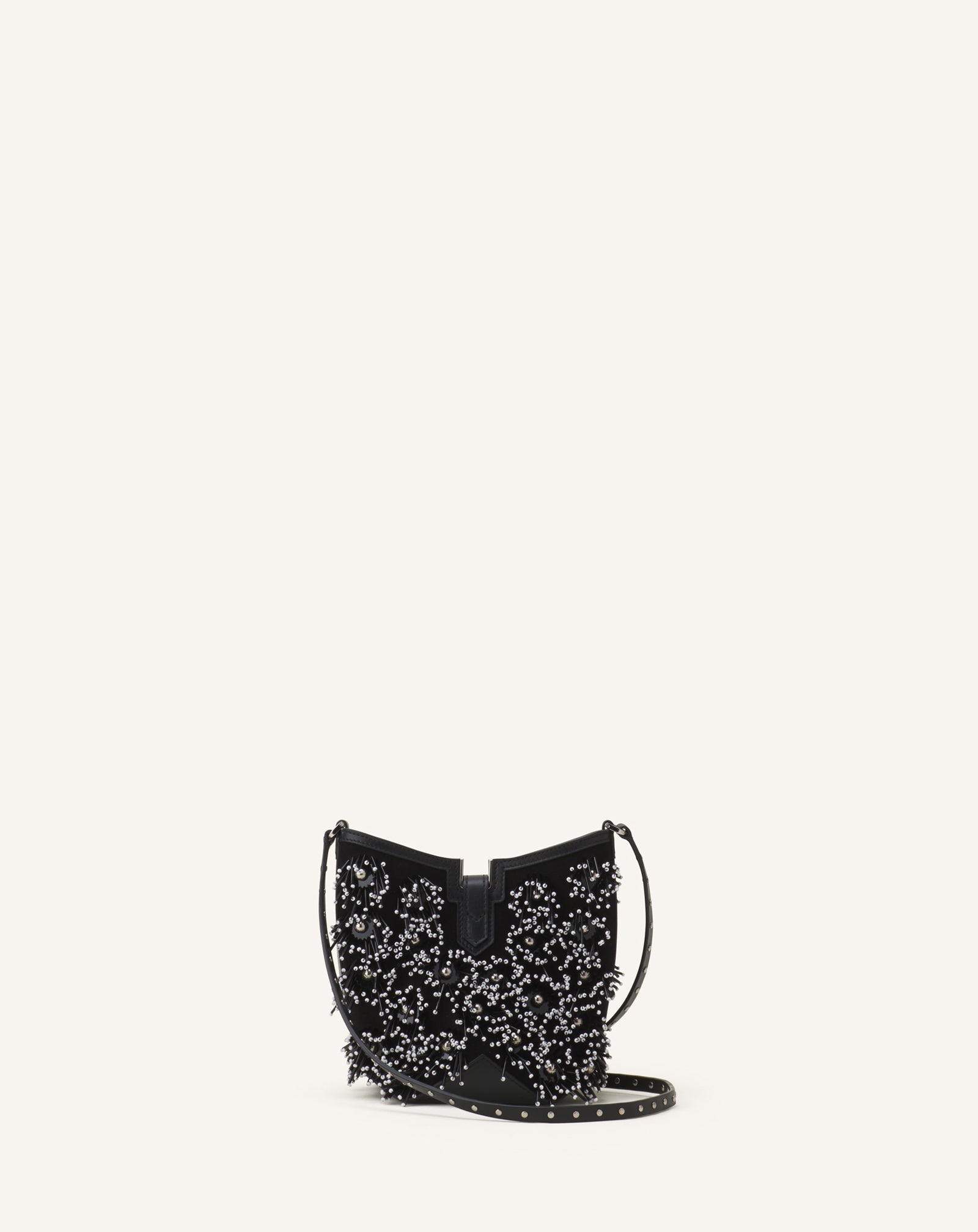 CATCH BY LANVIN EMBROIDERED LEATHER BUCKET BAG