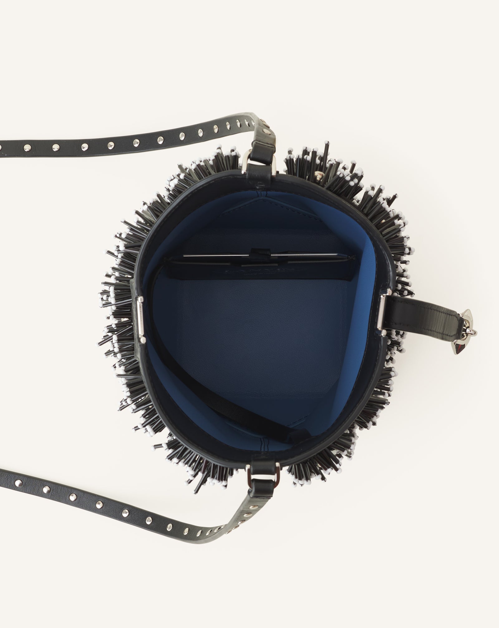 CATCH BY LANVIN EMBROIDERED LEATHER BUCKET BAG