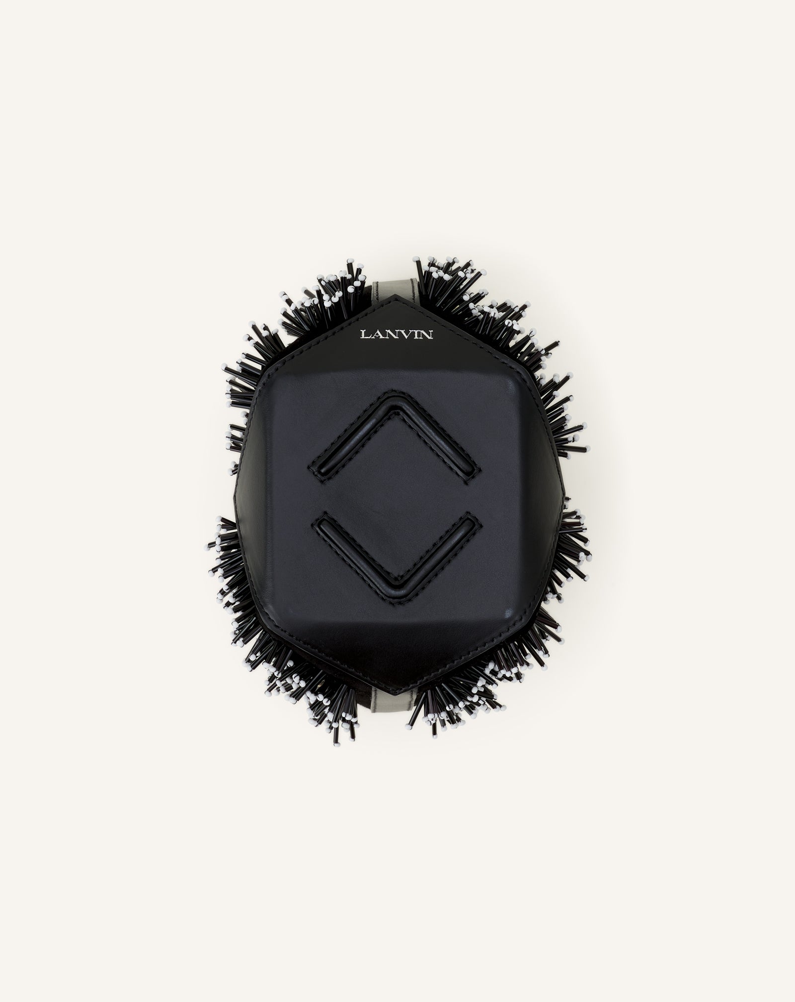 BLACK CATCH BY LANVIN EMBROIDERED LEATHER BUCKET BAG