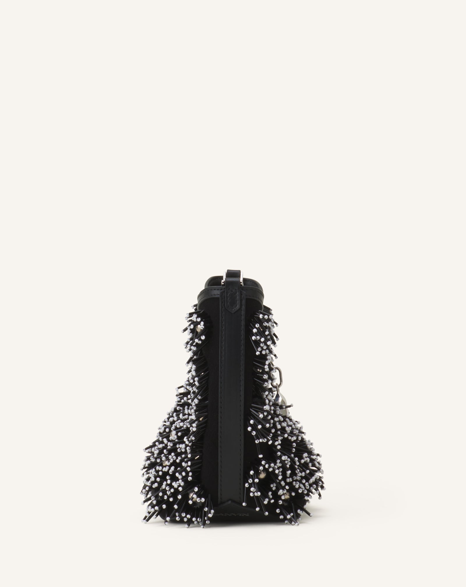 BLACK CATCH BY LANVIN EMBROIDERED LEATHER BUCKET BAG