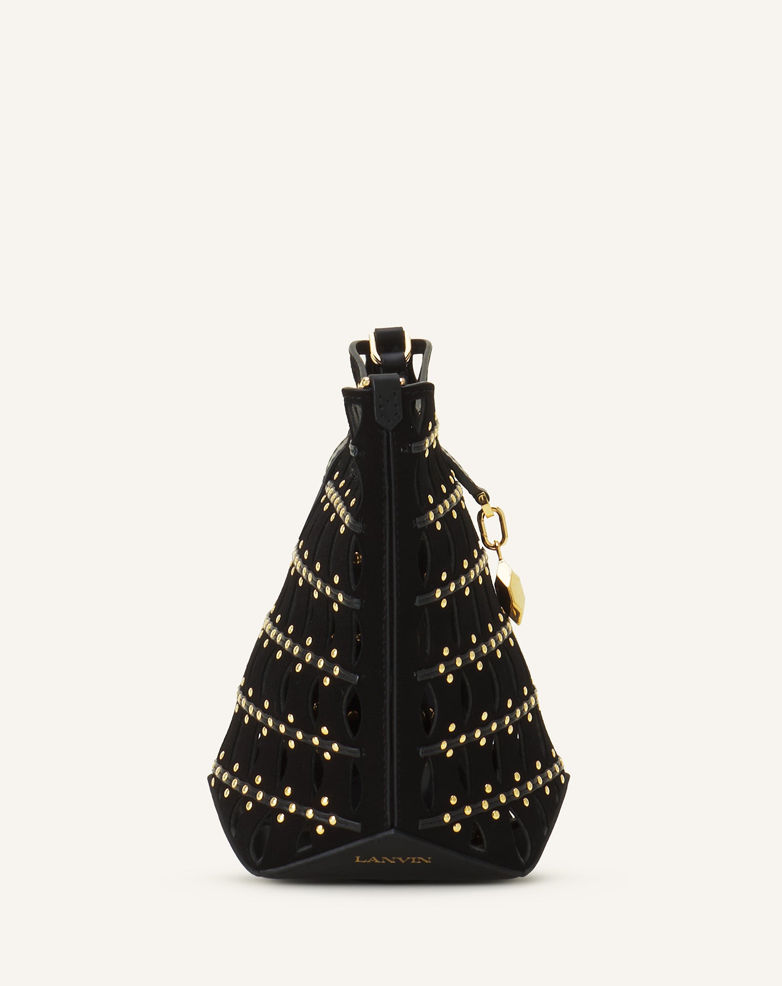 BLACK CATCH BY LANVIN NANO BUCKET BAG IN SUEDE