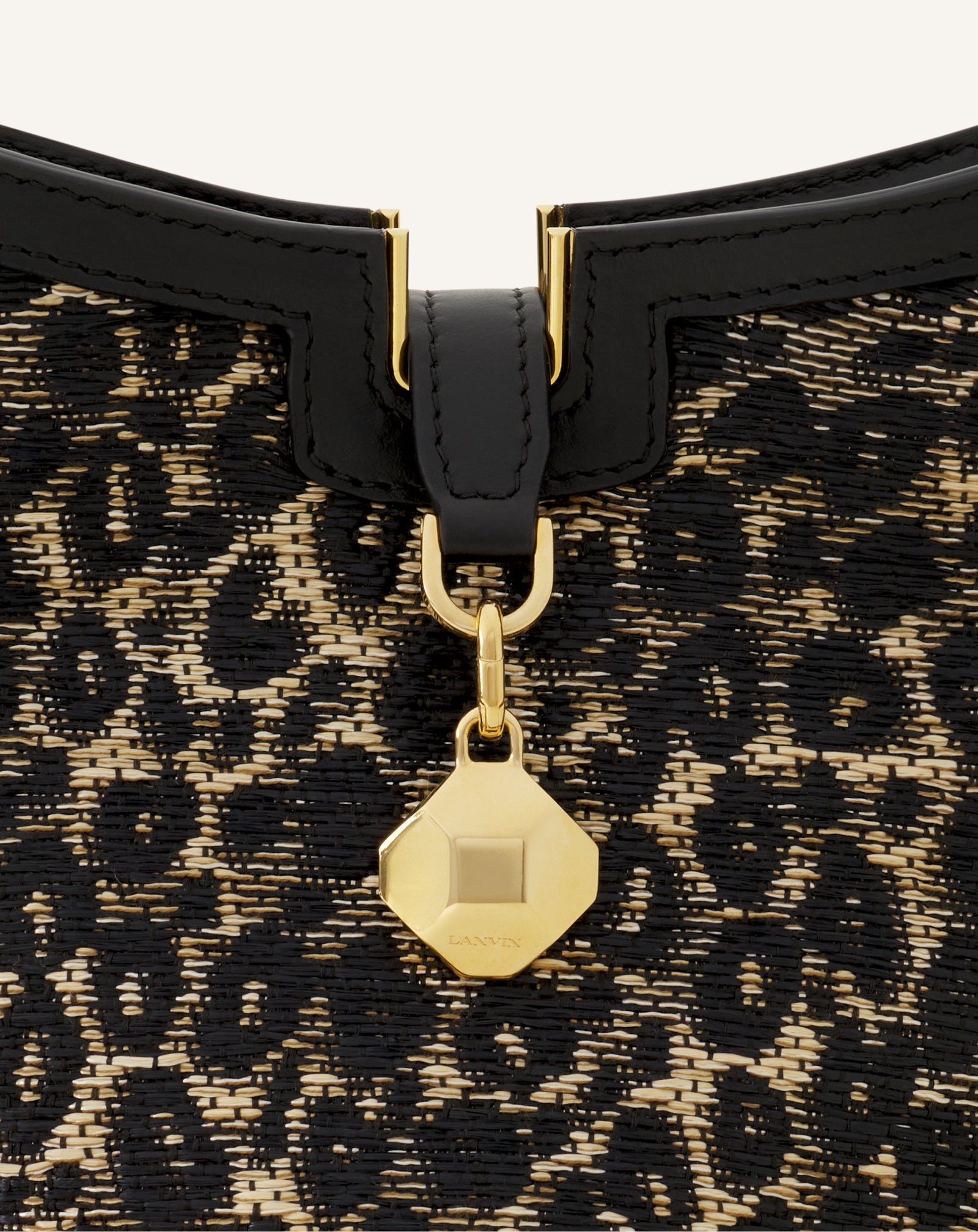 BEIGE CATCH BY LANVIN NANO BUCKET BAG IN RAFFIA