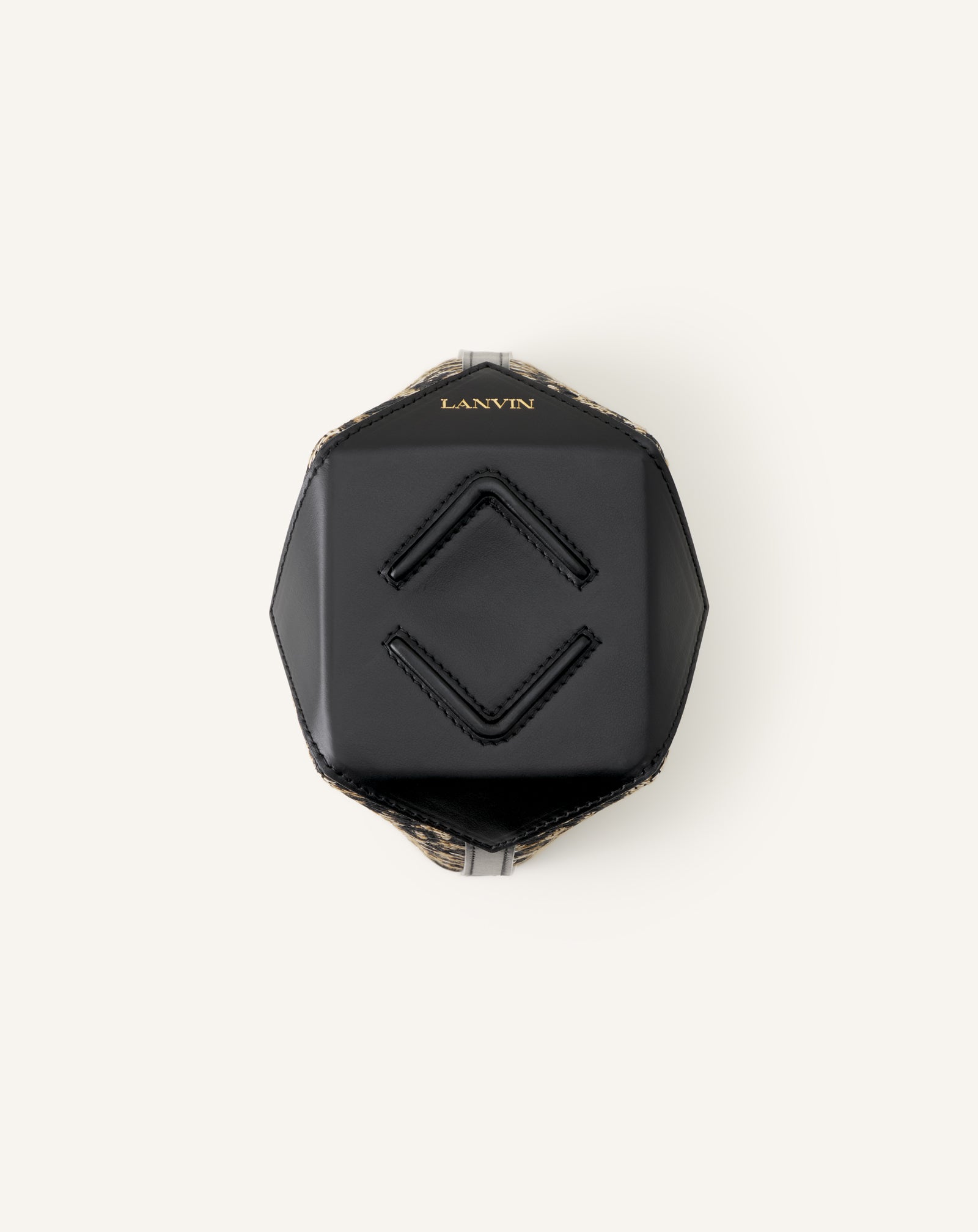 BEIGE CATCH BY LANVIN NANO BUCKET BAG IN RAFFIA