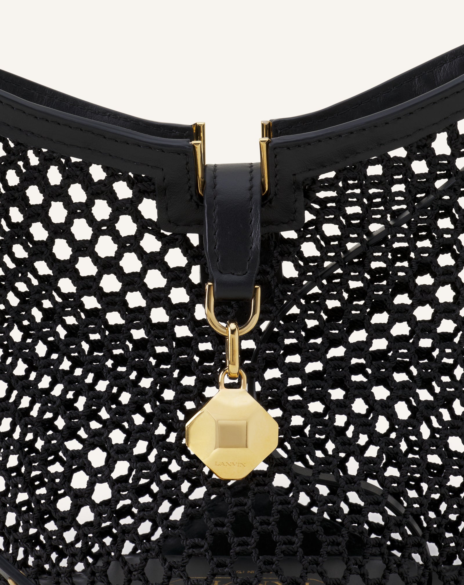 WHITE CATCH BY LANVIN NANO BUCKET BAG IN MESH