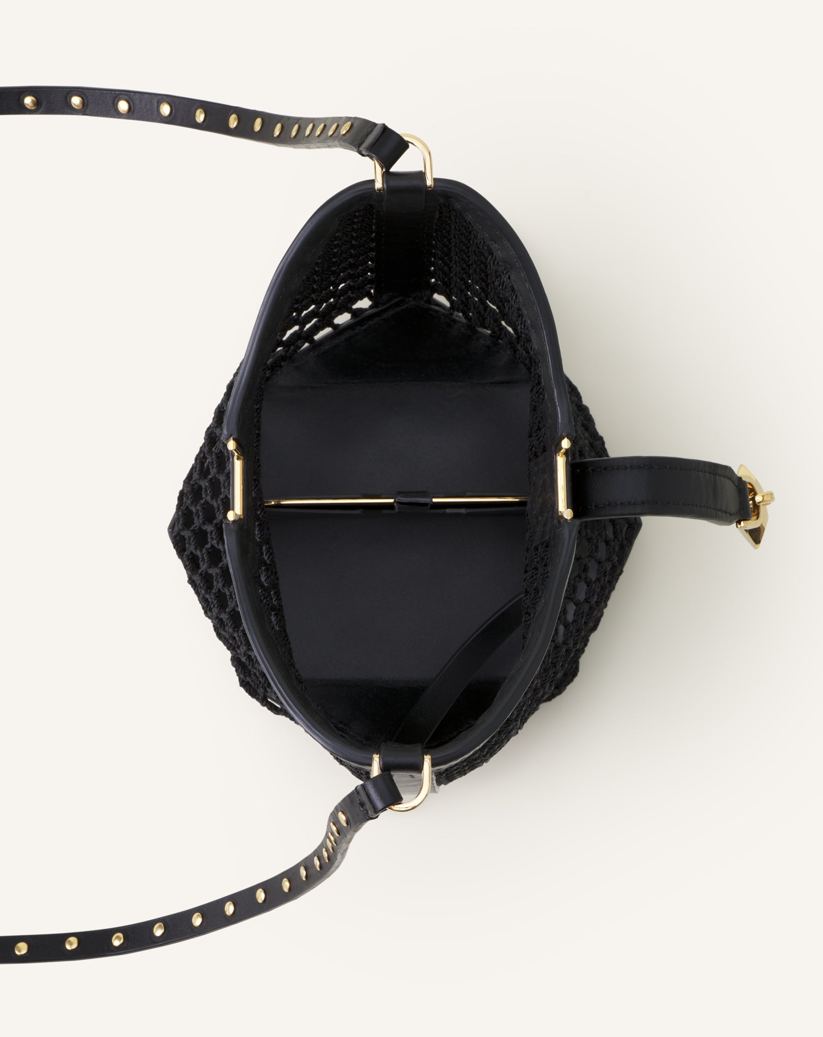 WHITE CATCH BY LANVIN SMALL BUCKET BAG IN MESH