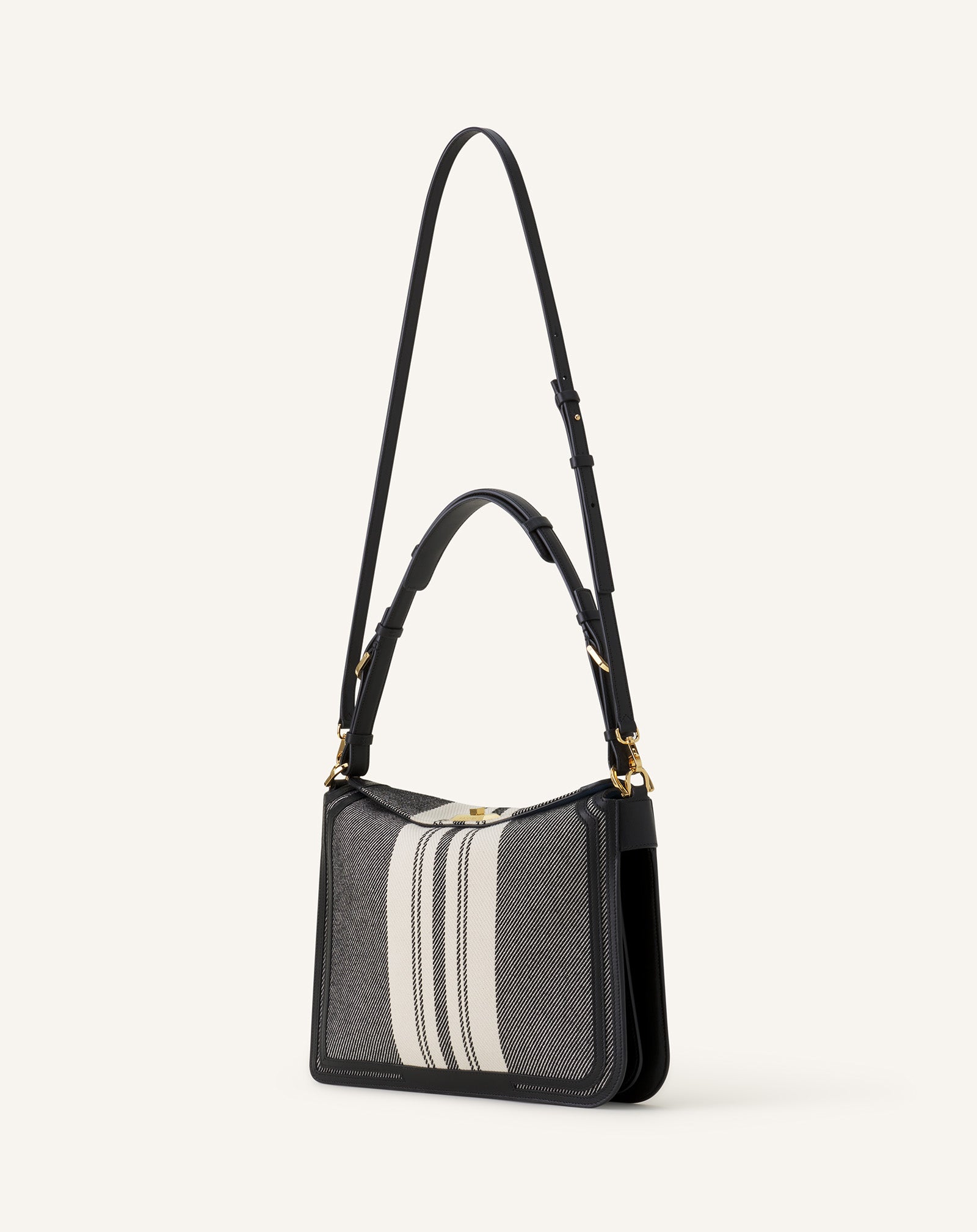 GREY COMPAGNON BAG IN STRIPED CANVAS
