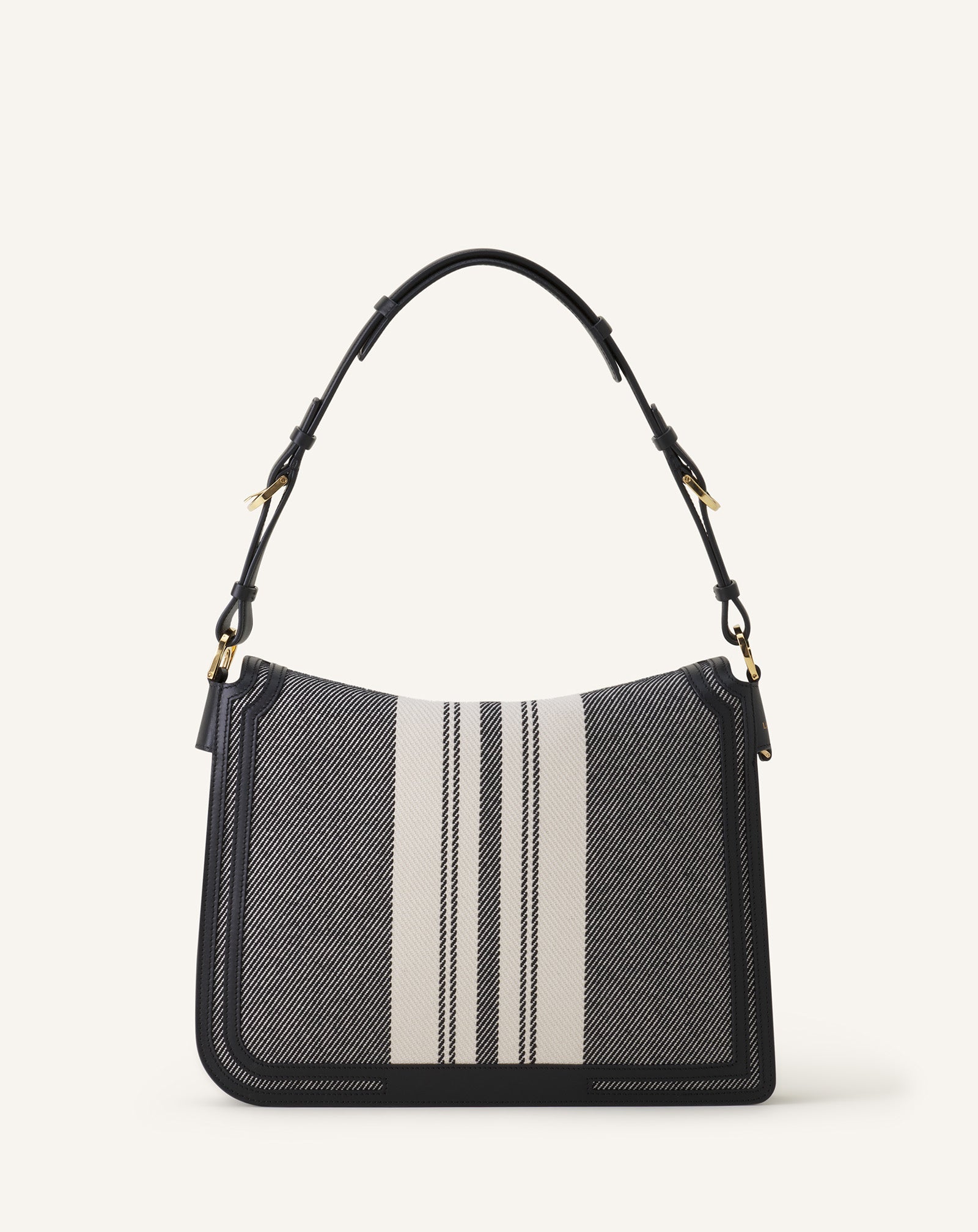 GREY COMPAGNON BAG IN STRIPED CANVAS