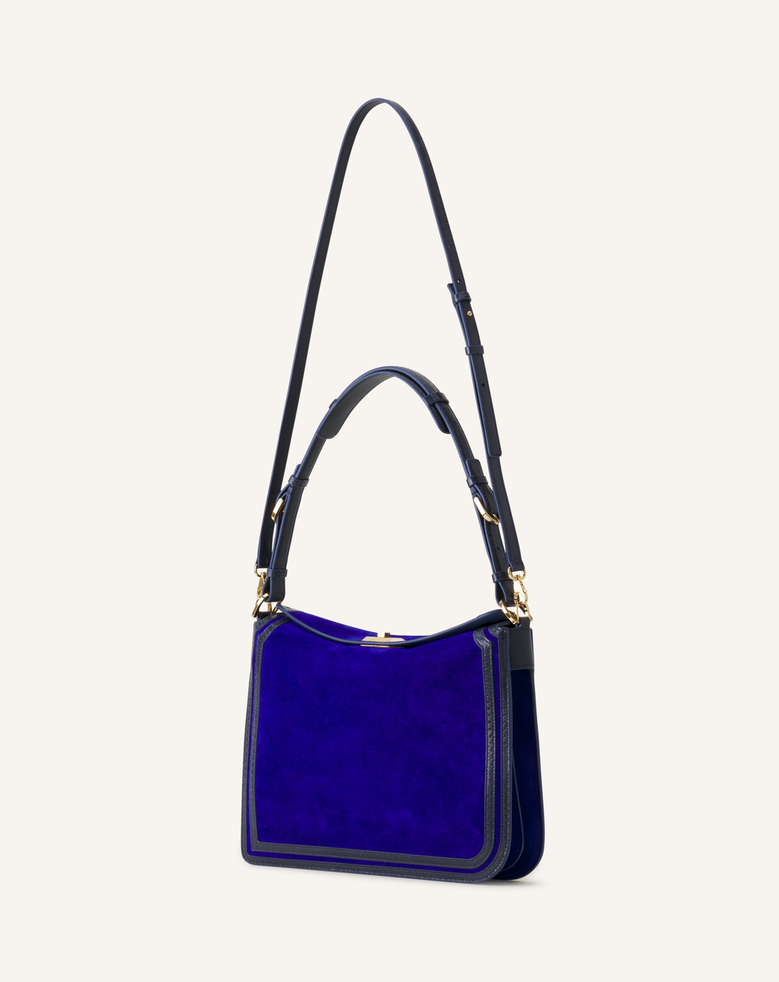 BLUE COMPAGNON MEDIUM ASYMMETRICAL BAG IN SUEDE