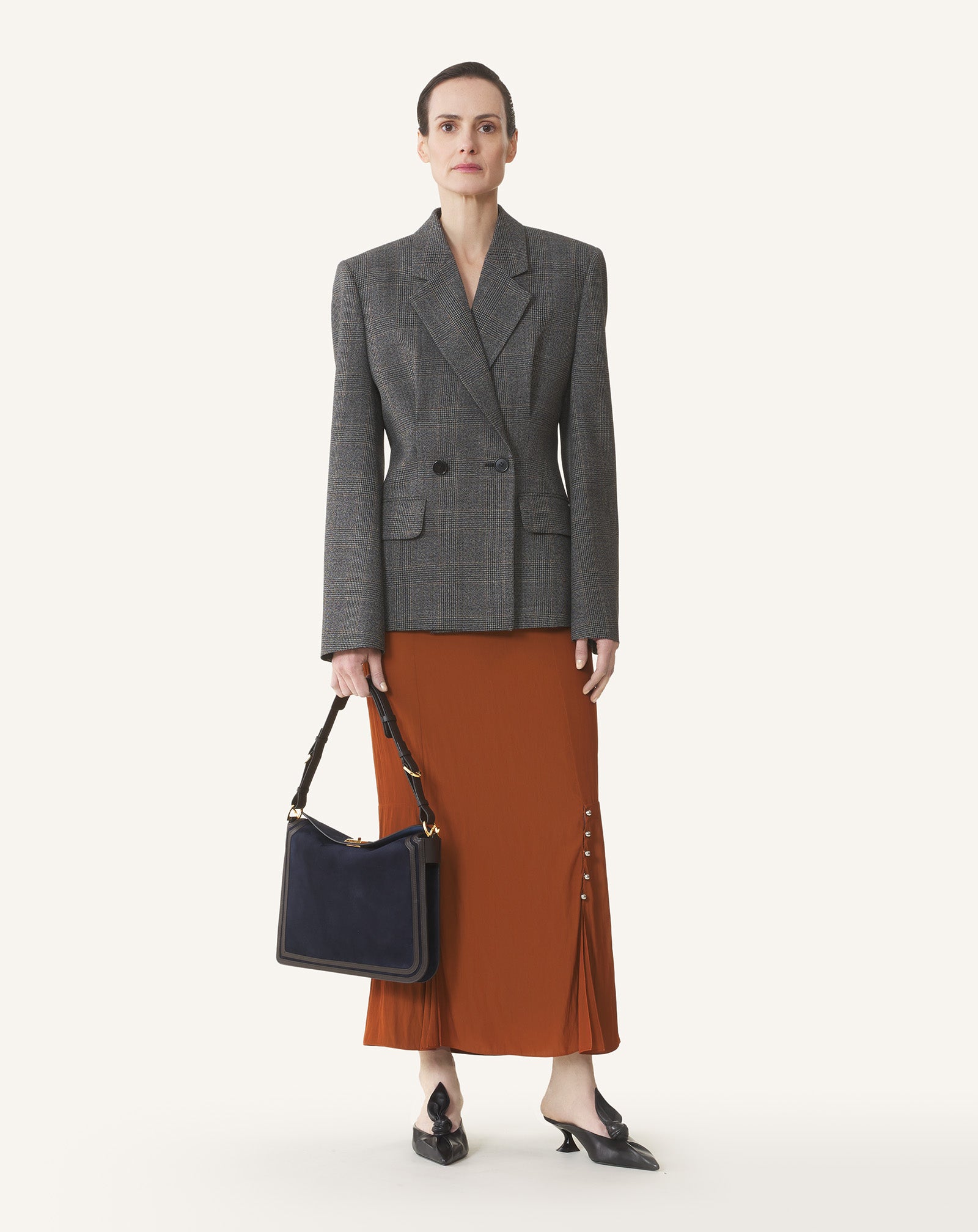 Blue Compagnon Asymmetrical Bag In Suede | Lanvin