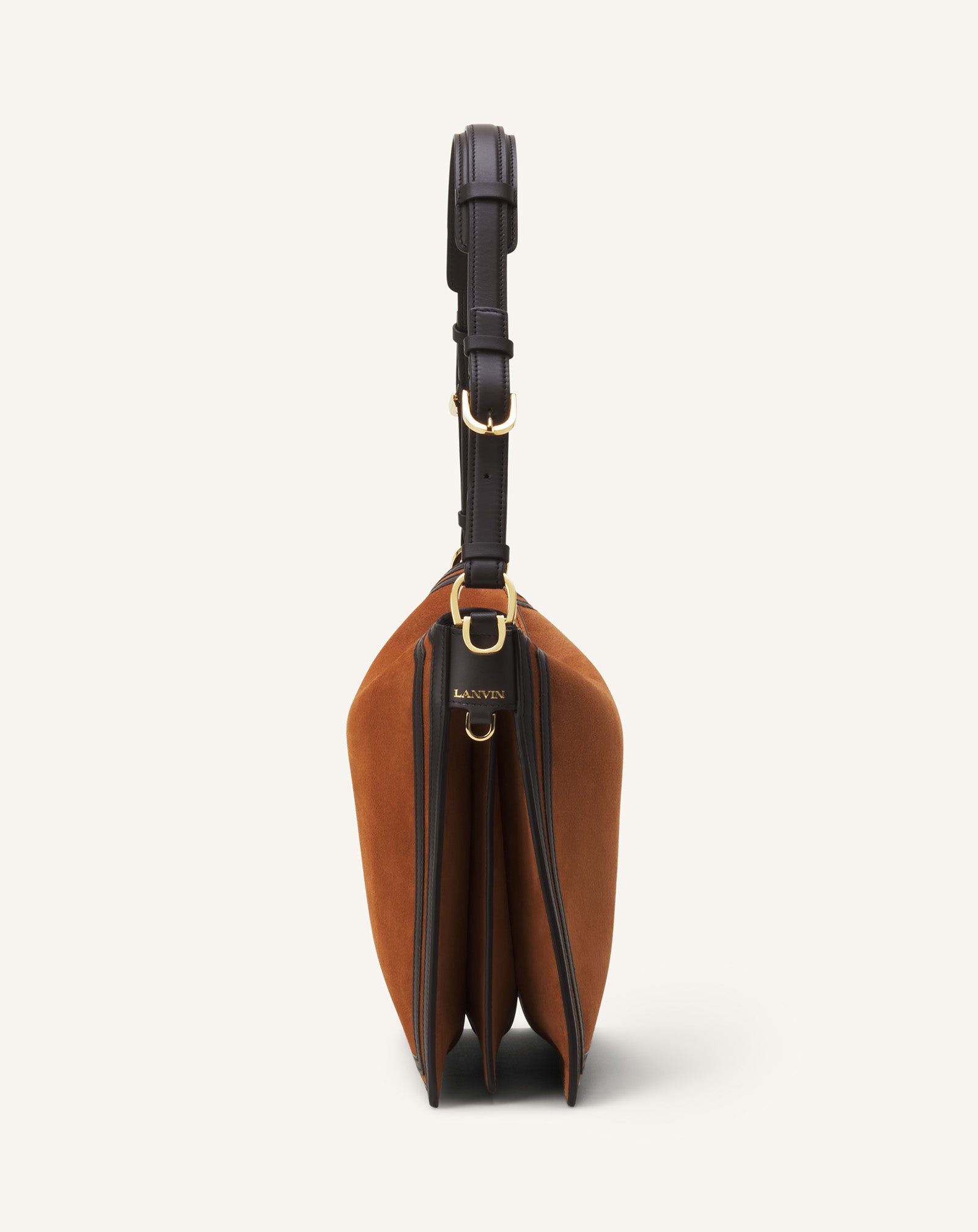 BROWN COMPAGNON ASYMMETRICAL BAG IN SUEDE