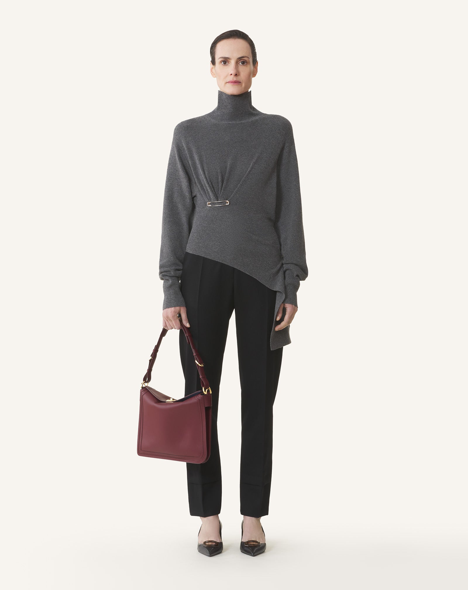 BROWN COMPAGNON ASYMMETRICAL BAG IN LEATHER