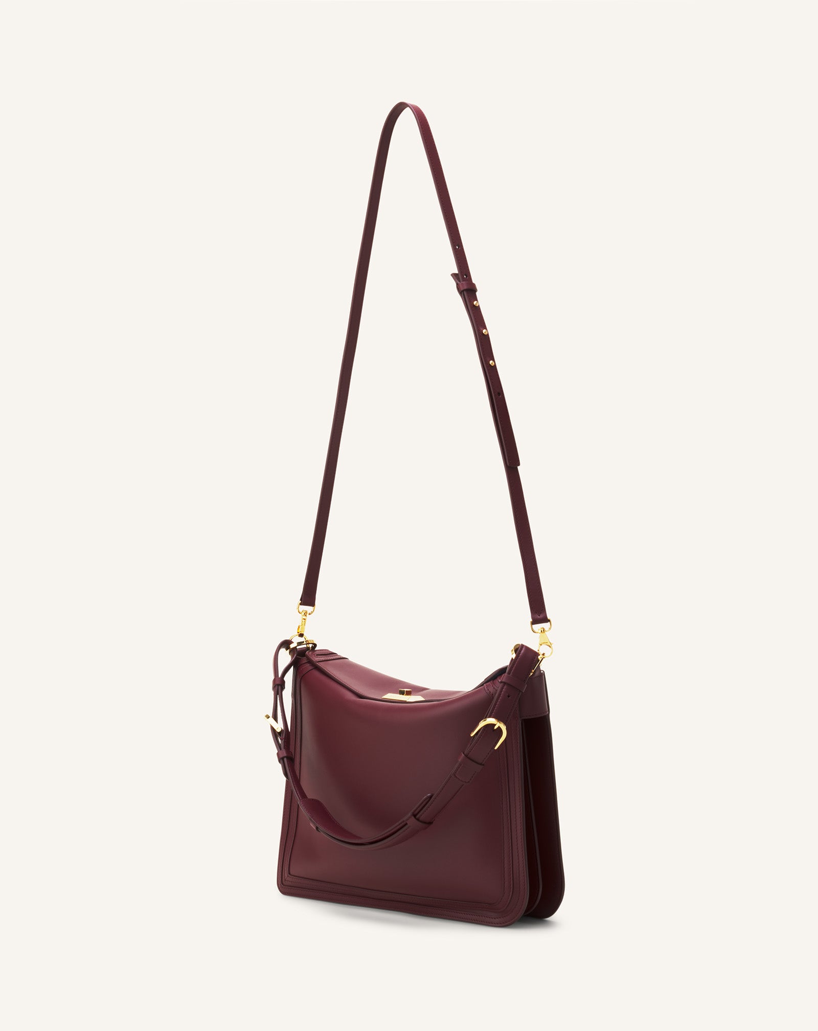 BROWN COMPAGNON ASYMMETRICAL BAG IN LEATHER