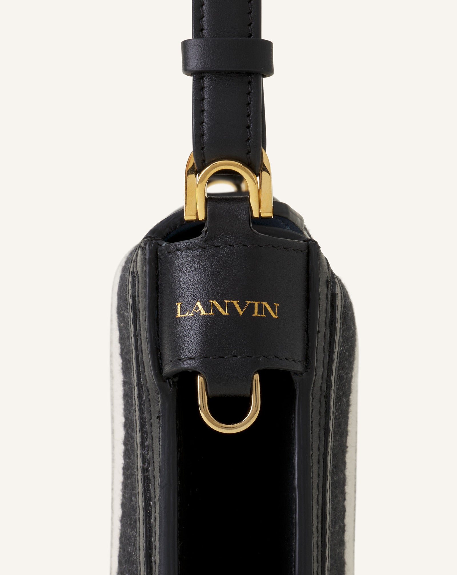 【CVeezy56】　極美品　LANVIN COLLECTION Grey Compagnon Small Asymmetrical Bag In Striped Canvas | Lanvin