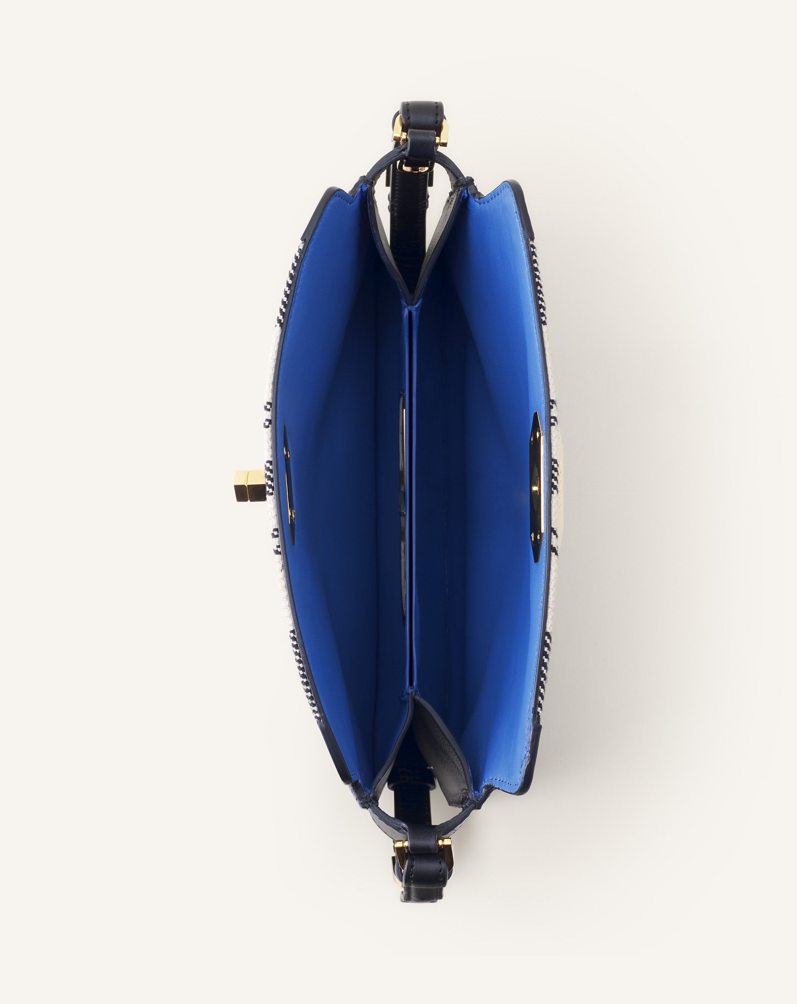 Grey Compagnon Small Asymmetrical Bag In Striped Canvas | Lanvin