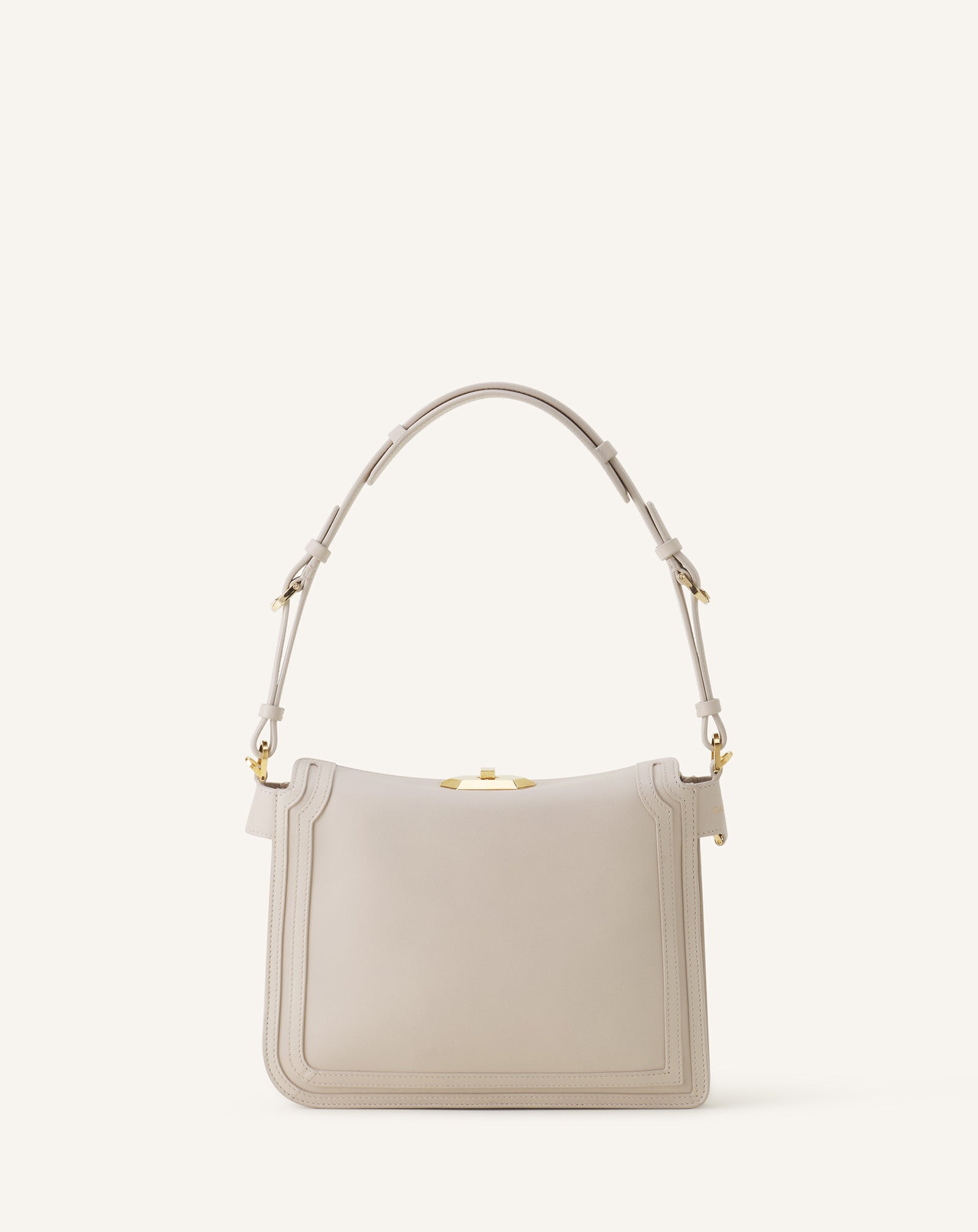 WHITE COMPAGNON SMALL ASYMMETRICAL BAG IN LEATHER