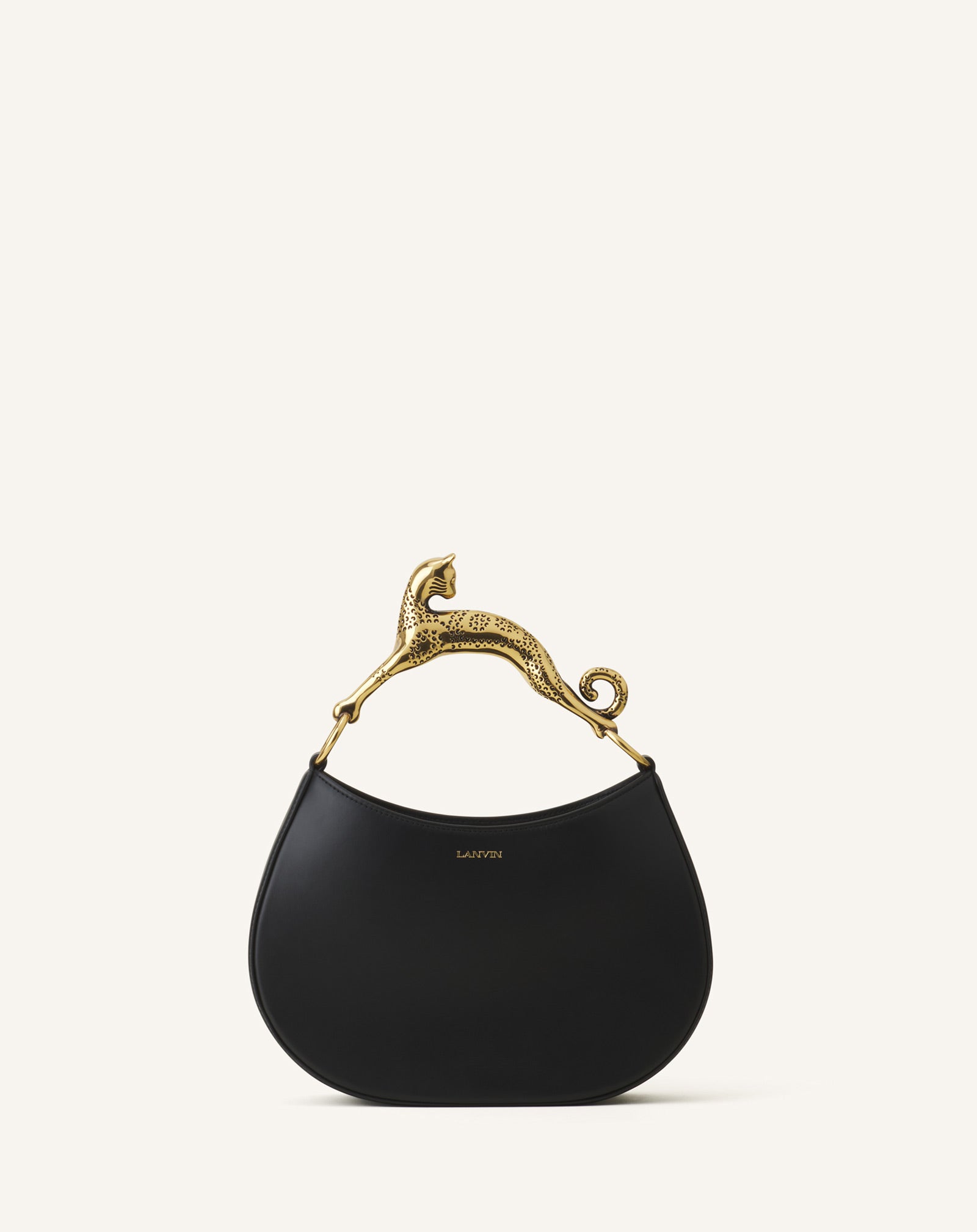 BLACK HOBO CAT  BAG IN LEATHER
