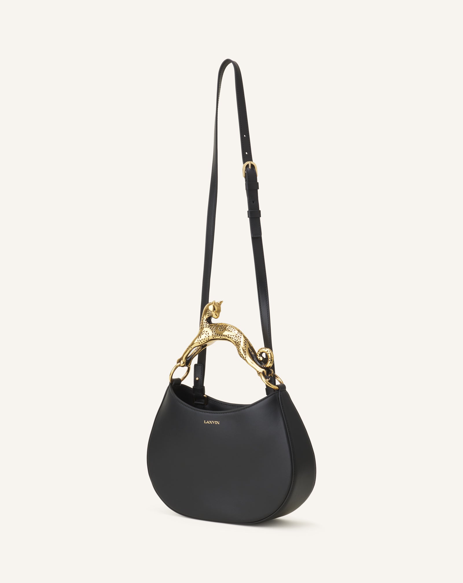 BLACK HOBO CAT LEATHER BAG