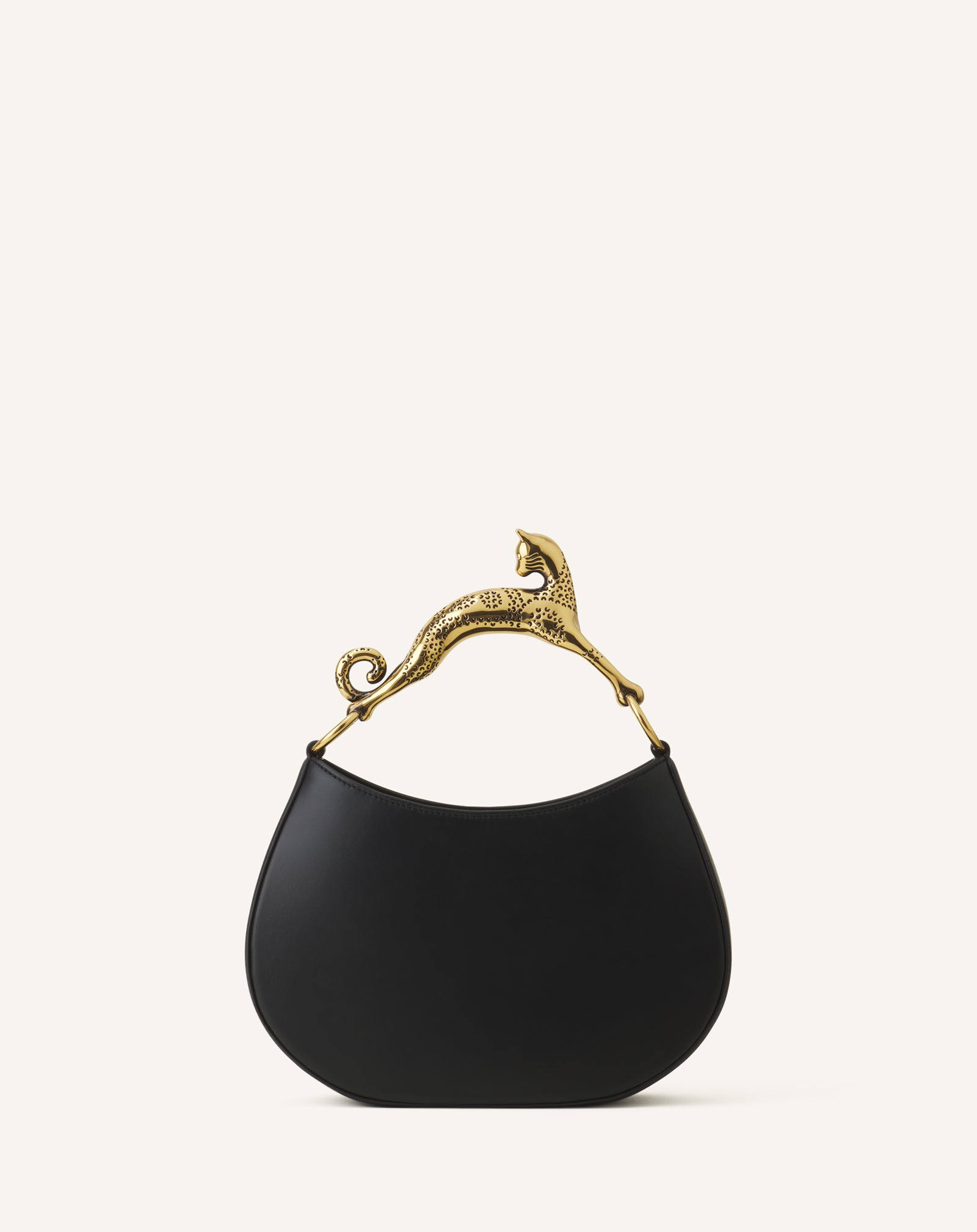 BLACK HOBO CAT LEATHER BAG