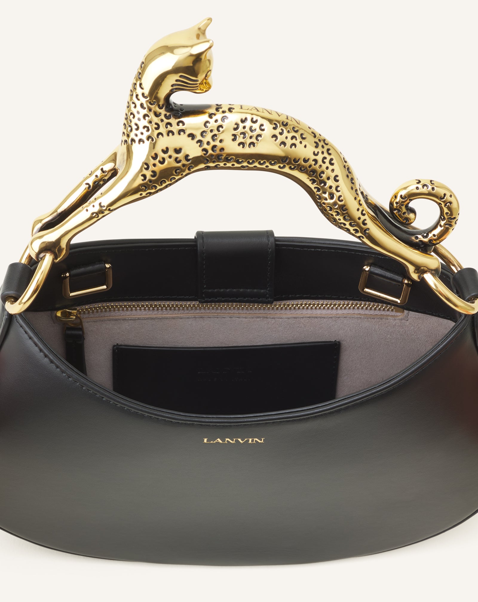 Black Hobo Cat Leather Bag | Lanvin