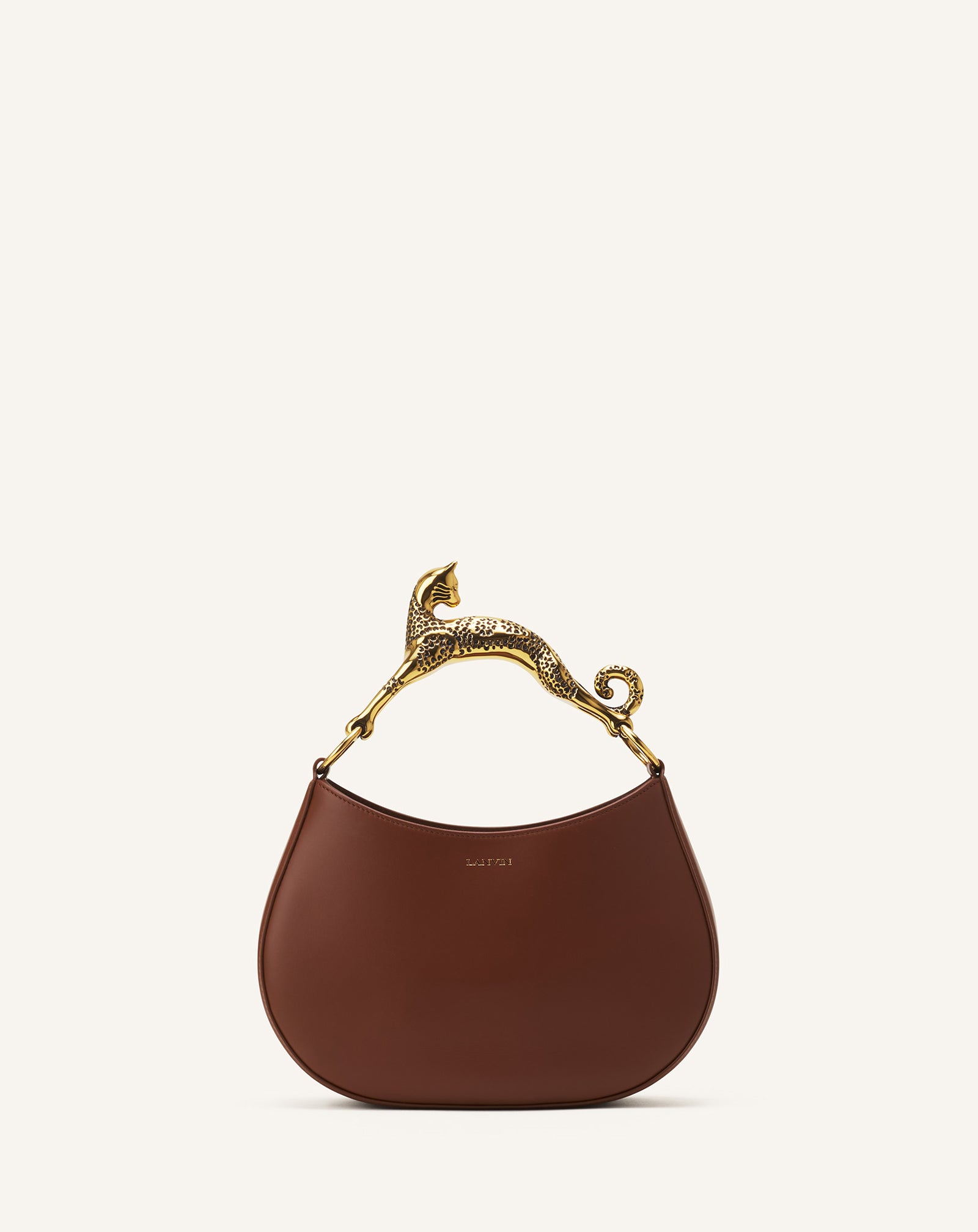 BROWN HOBO CAT LEATHER BAG